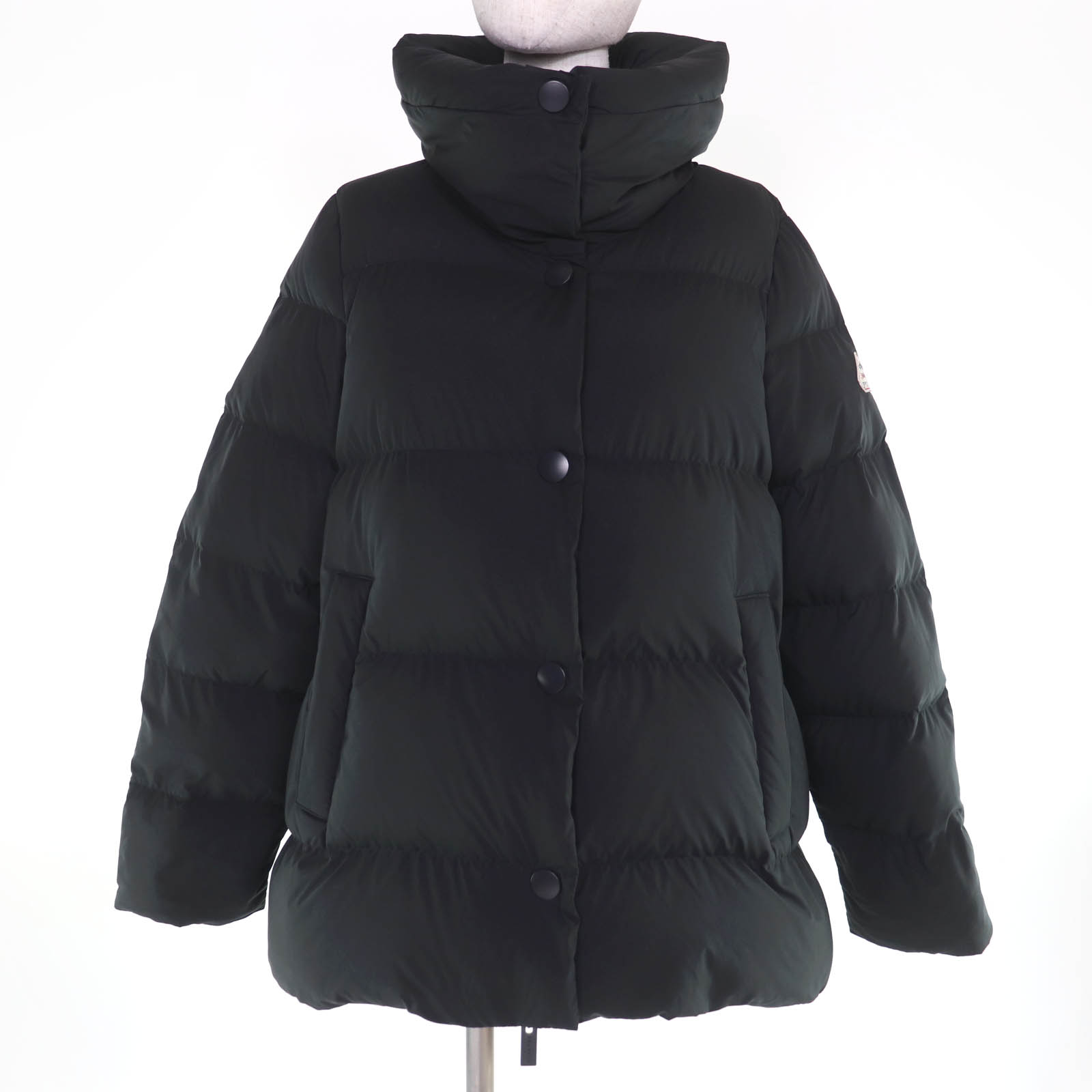 美品☆Pyrenex ピレネックス ELAURA エローラ スタンドカラー Aライン ダウンジャケット ダウンコート ブラック 40 レディース【中古】