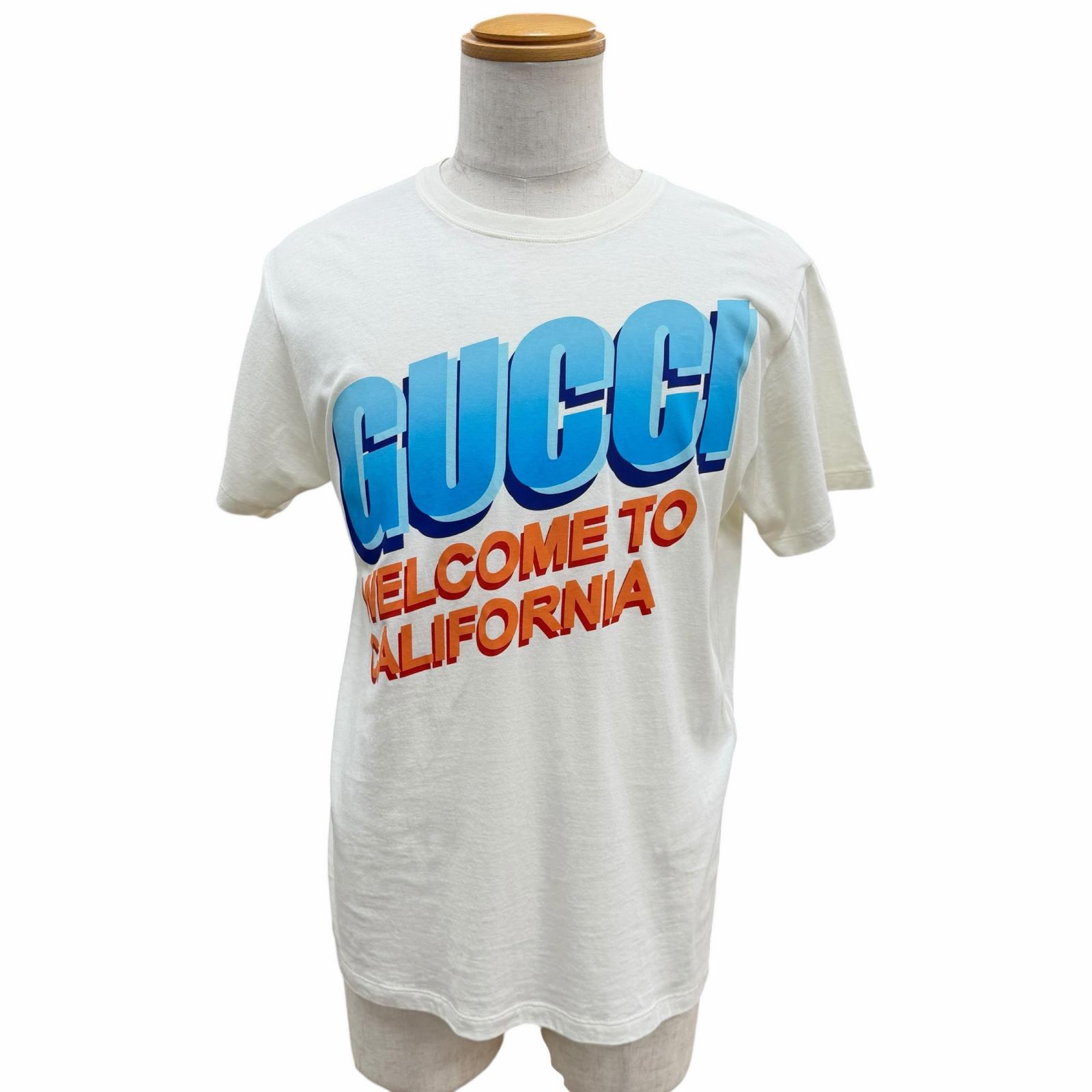 未使用品▼GUCCI グッチ 22AW 615044 コットンジャージー ロゴプリント クルーネック ショートスリーブ 半袖Ｔシャツ クリーム XXS イタリア製 正規品 メンズ【中古】