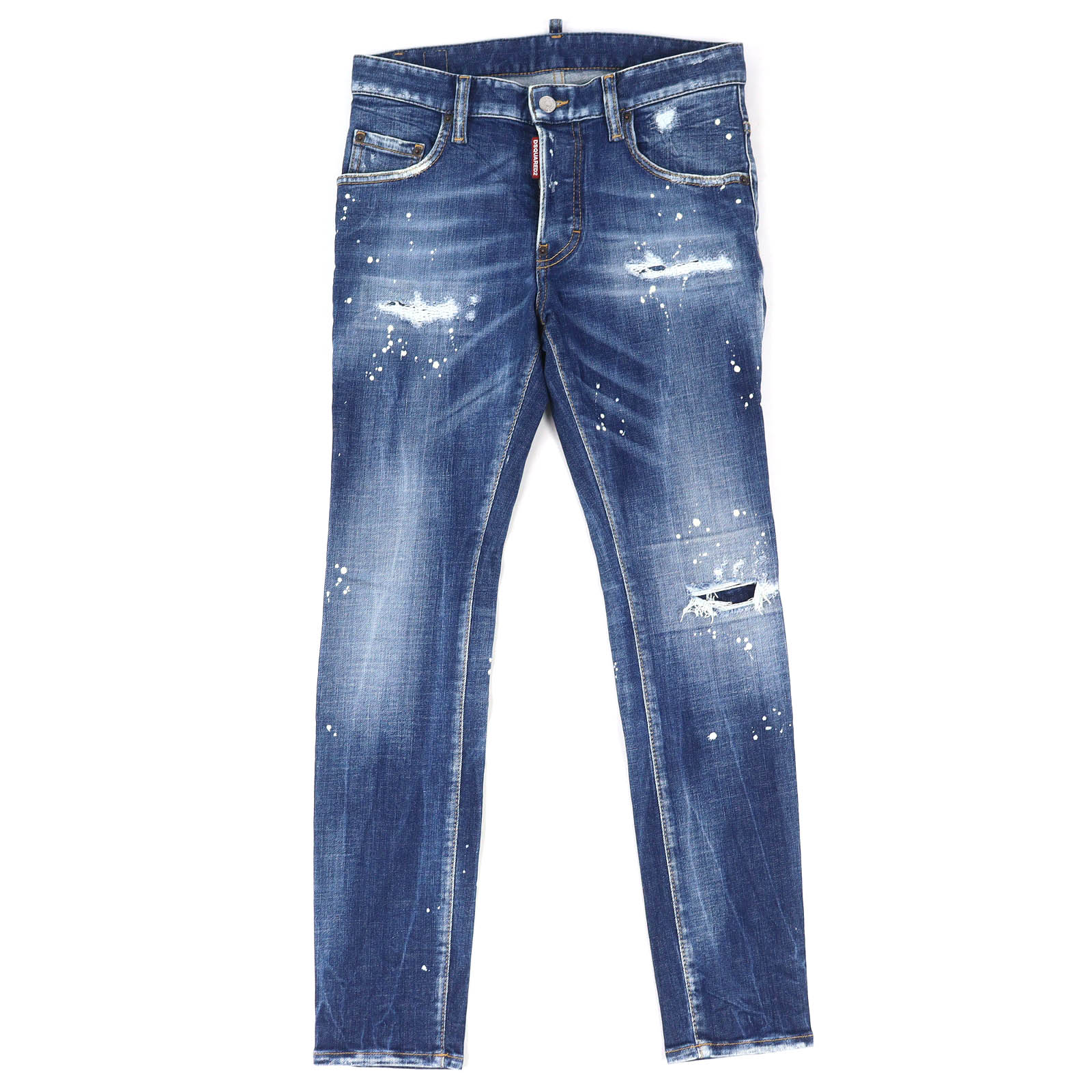 【ドンドン見直し】美品△DSQUARED2 ディースクエアード 23AW S74LB1327 SUPER TWINKY JEANS ダメージ加工 デニムパンツ インディゴブルー 42 正規品 メンズ【中古】