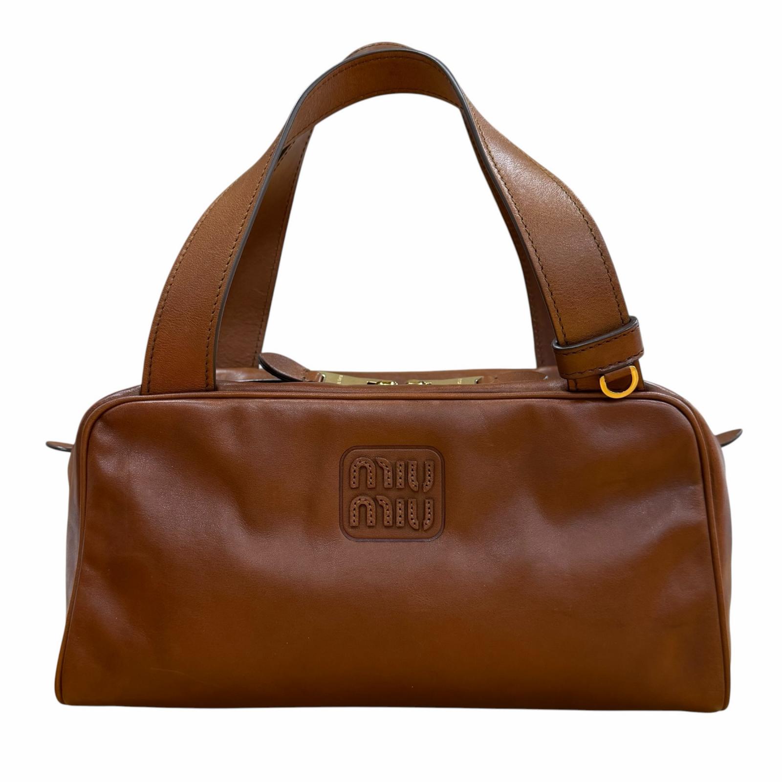 極美品▼MIUMIU ミュウミュウ アンティークレザー ロゴ トップハンドルバッグ ハンドバッグ ブラウン 保存袋付き イタリア製 メンズ【中古】|衣類&ブランドリサイクル GREEN