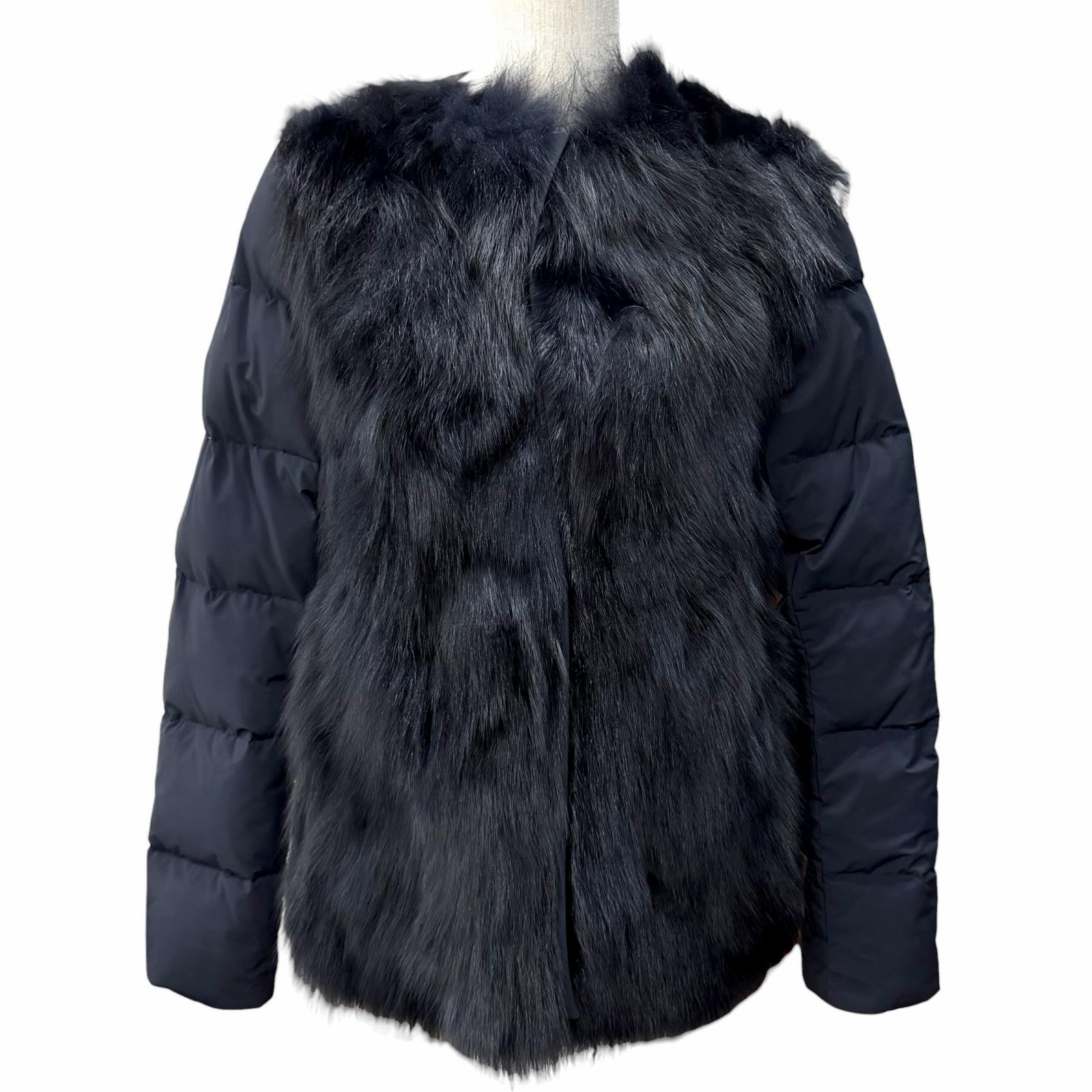 極美品★WEEKEND MaxMara ウィークエンドマックスマーラ 稲荷毛革使い走り 否色つや 落ち込む上衣 米国海軍 42 置き目品 レディース【中古】