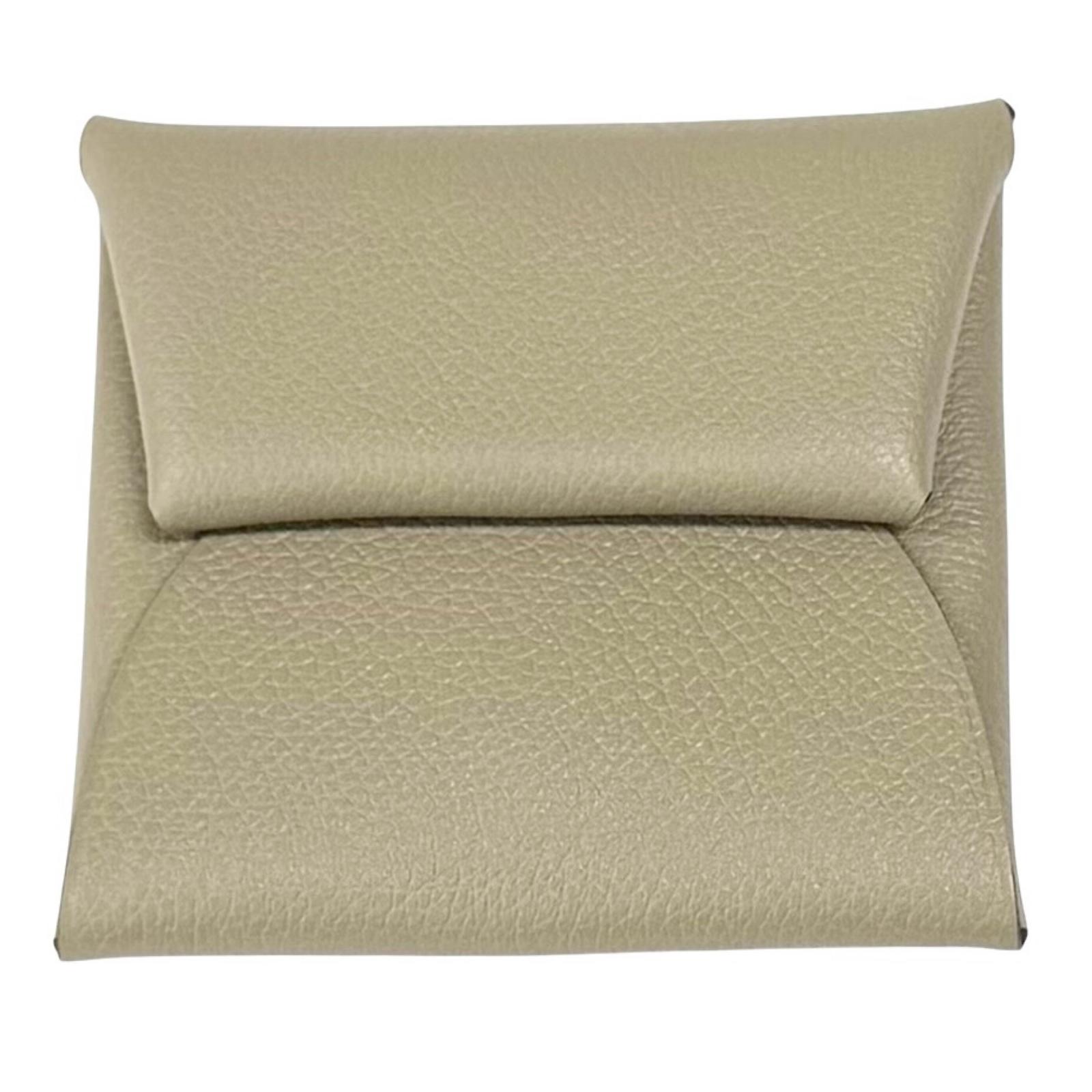 極美品★HERMES エルメス バスティア ベージュマルファ エバーカラー シルバー金具 コインケース W刻印 箱付き フランス製 レディース【中古】