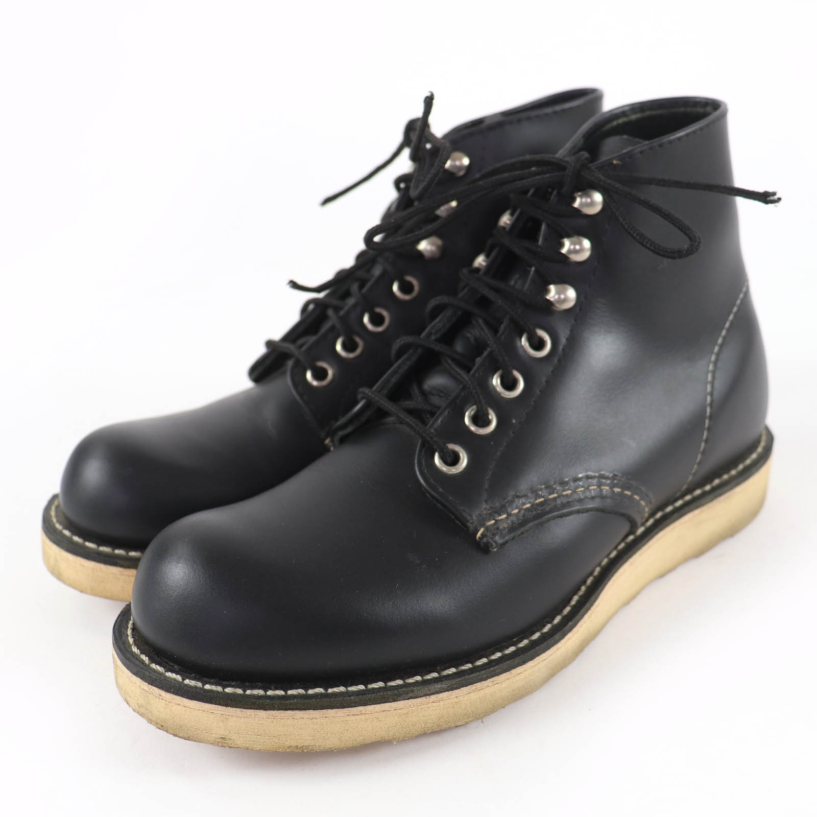 美品☆RED WING レッドウィング 8165 なめし革 アイリッシュセッター 犬引き舟 古典派音楽 プレーントゥ なめし革 遊撃手ブーツ 黒いこと 23.5糎 箱付き添い人 USA製 レディース【中古】