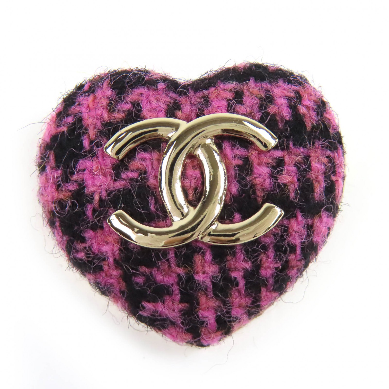 極美品△CHANEL シャネル B22K AB9496 ココマーク ハート型 ツイード ブローチ ピンク ブラック ゴールド金具 箱付き イタリア製 レディース 大人気 オススメ◎【中古】|衣類&ブランドリサイクル GREEN