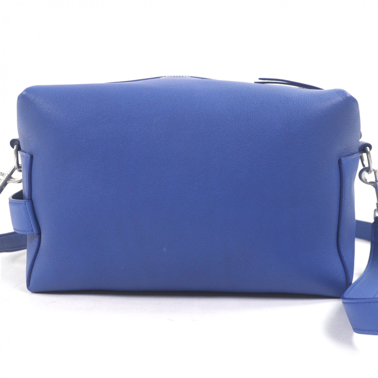 美品□CELINE セリーヌ テイクアウェイ カーフスキン トリオンフ なめし革 飛脚屋御徒面子 ショルダーバッグ オキシドブルー イタリア製 メンズ 【中古】