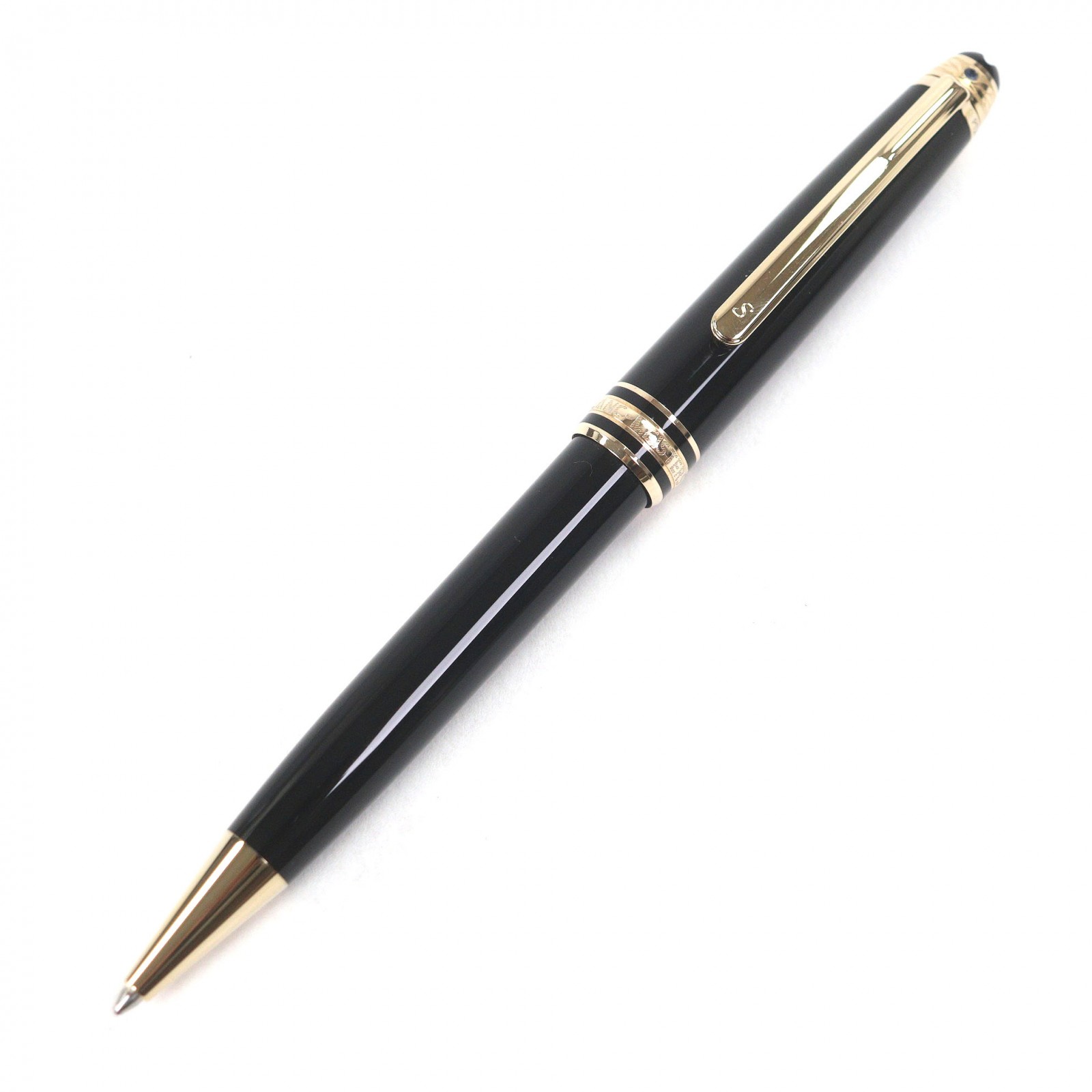 極美品□MONTBLANC モンブラン マイスターシュテュック 164 サファイア シグネチャー・フォー・グッド・エディション2009 1Pサファイア ボールペン 黒いこと ゴールド ＦＲＧ製 メンズ 書きあらわす突きとめる済み  【中古】