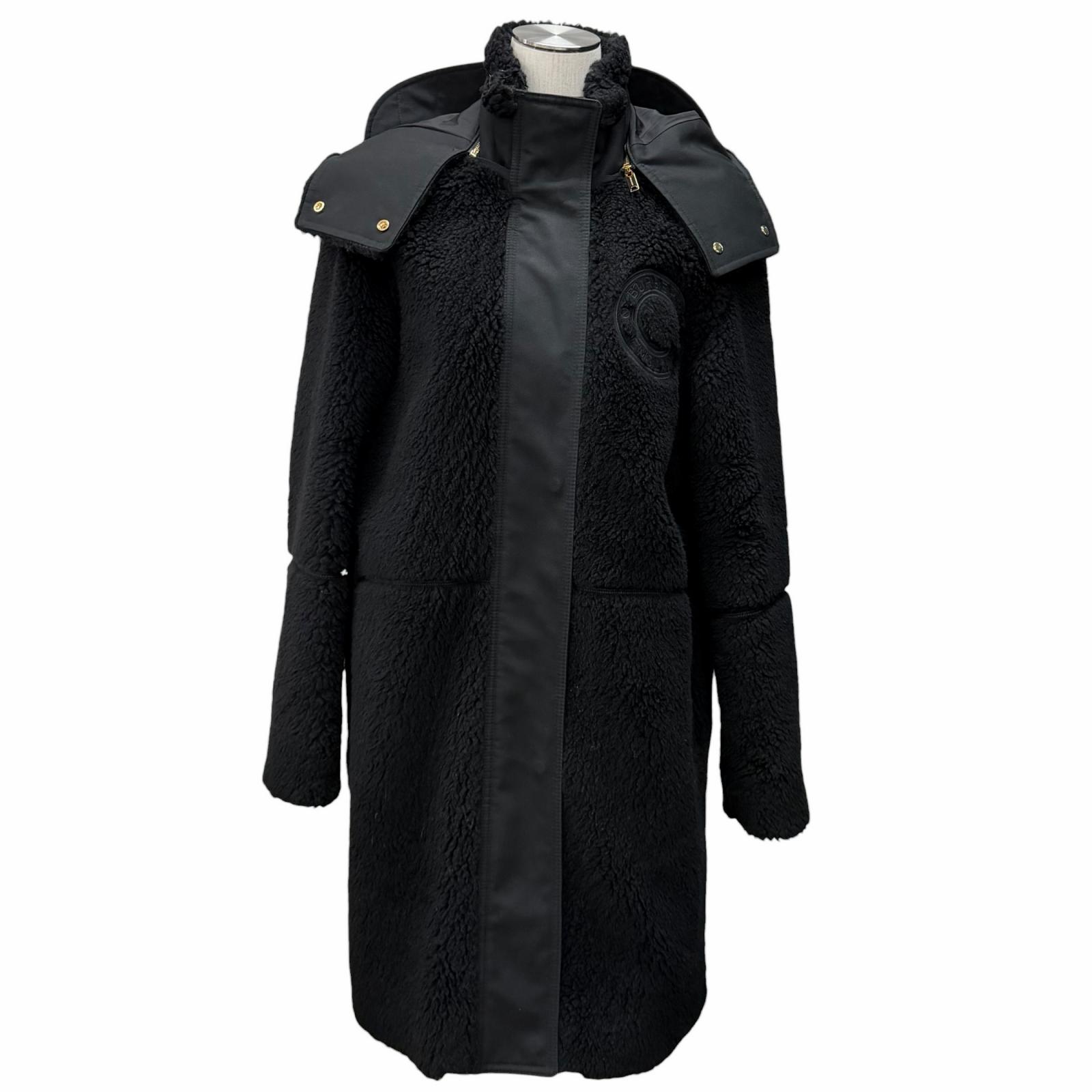 極美品★BURBERRY バーバリー 8046581 ウール カシミヤ混 フード付 リングロゴ 比翼仕立て コート ブラック 38 正規品 レディース 【中古】｜衣類＆ブランドリサイクル GREEN