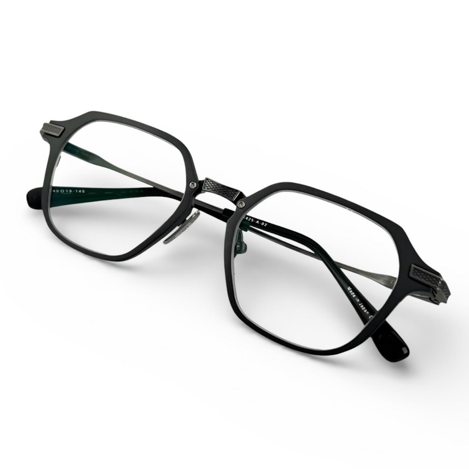 極美品▲DITA ディータ DTS425 UNION-THREE 眼鏡 メガネ アイウェア つや消し黒いこと アンティークしろがね色 49□19 145 日本製 メンズ【中古】