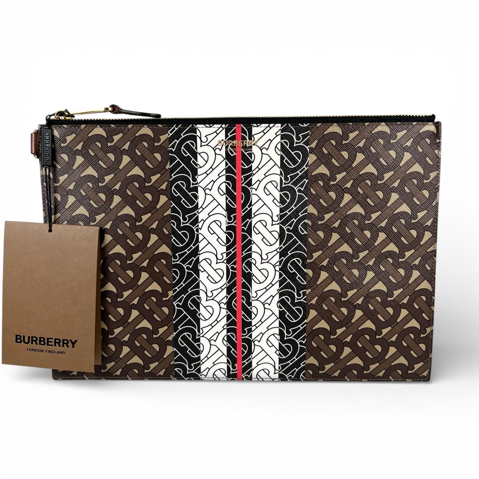 未使用品▲BURBERRY バーバリー 8021377 TBモノグラムストライプ クラッチバッグ マルチカラー イタリア製 正規品 メンズ【中古】｜衣類＆ブランドリサイクル GREEN