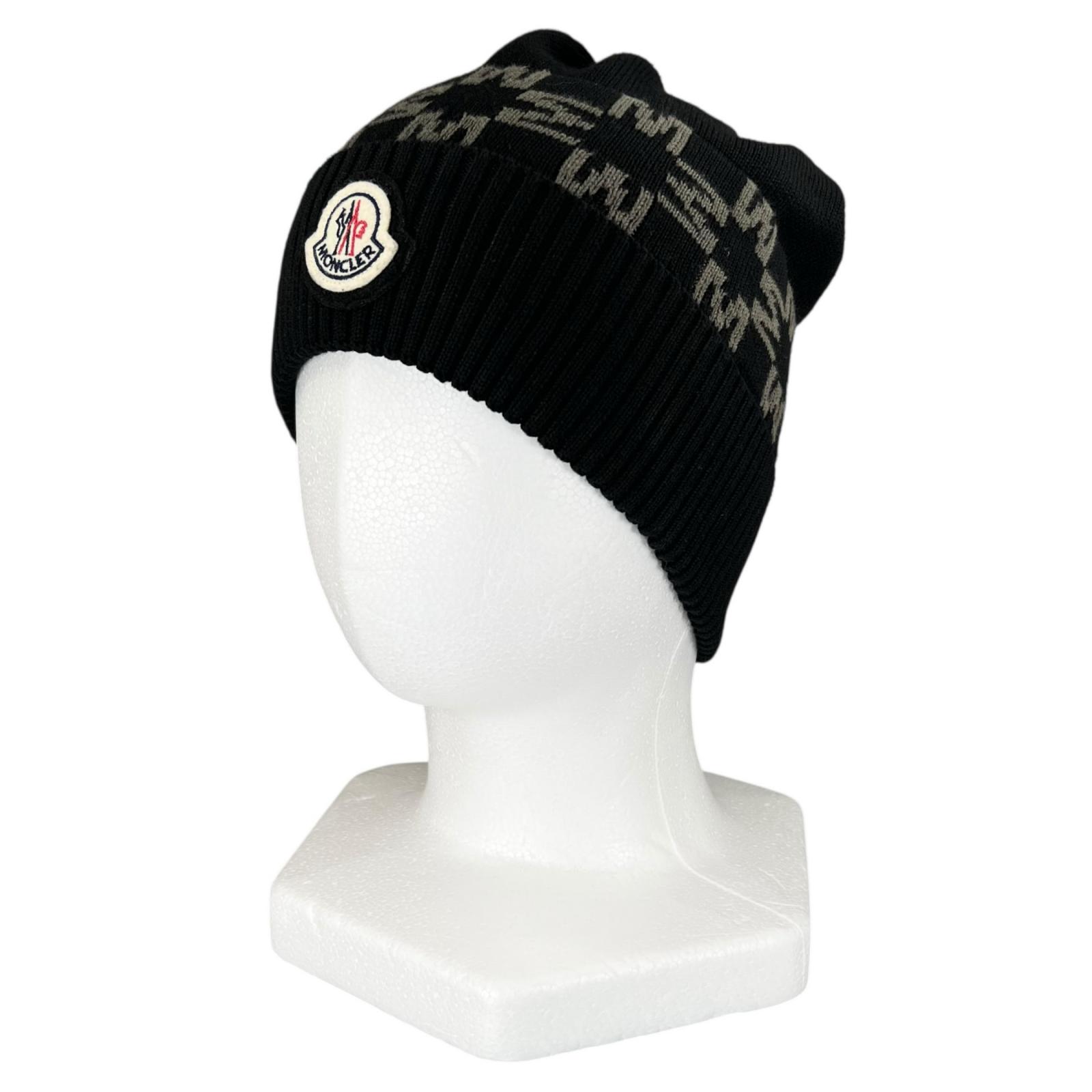 極美品▲MONCLER モンク軌跡 2022年製 BERRETTO 綿織物100% ロゴタイプ継ぎ切れ 編み物旗がしら 黒いこと UNI イタリア製 定め事品 レディース【中古】
