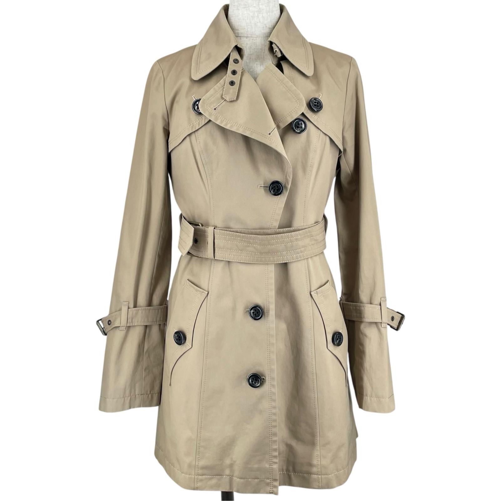 美品▲BURBERRY BLUE LABEL バーバリーブルーレーベル 綿織物100% ラインドライブ付き添い人 トレンチコート ベージュ 38 定め事品 レディース【中古】