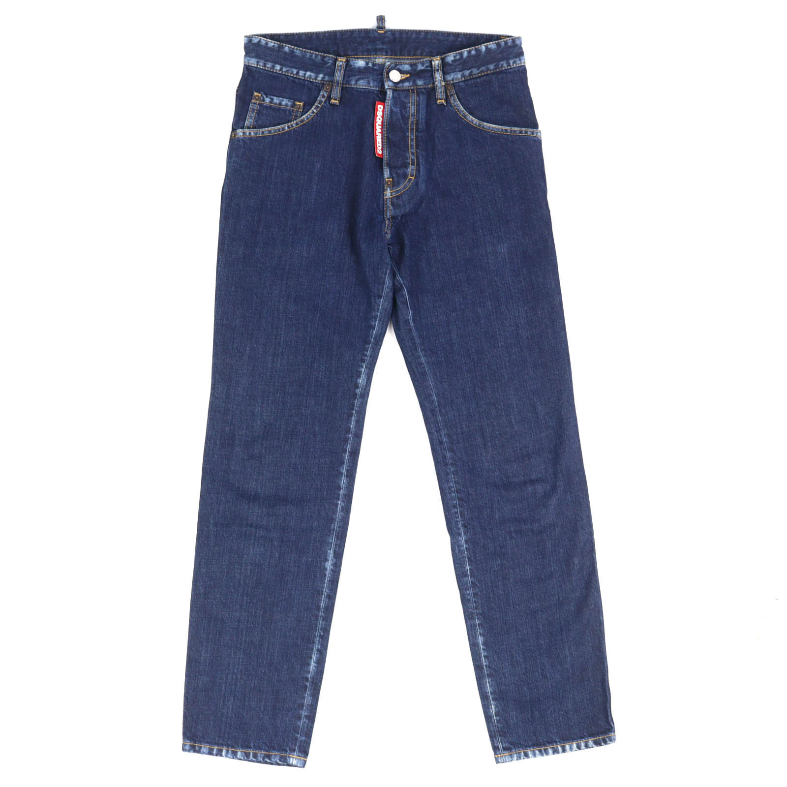 【ドンドン思いかえす】美品△DSQUARED2 ディースクエアード S74LB0577 RUN DAN JEAN ロゴレザーワッペン 名取り草飛球 ジーンズズボン下 インディゴブルー 44 置き目品 メンズ 【中古】