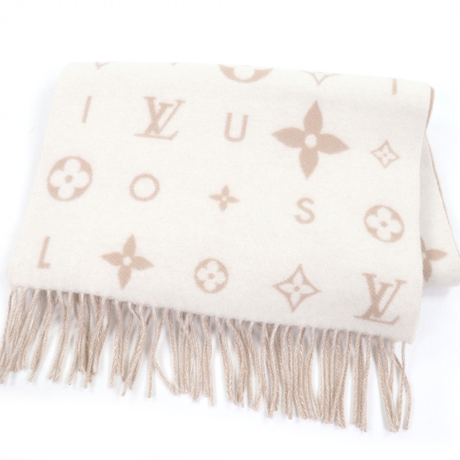 極美品□LOUIS VUITTON ルイヴィトン 2025年製 M97660 マフラー・レイキャビック クラウド カシミール100％ ベージュ イタリア製 定め事品 レディース【中古】
