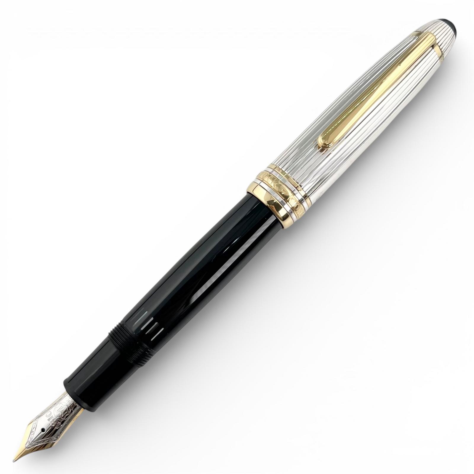 美品▲MONTBLANC モンブラン ヴィンテージ マイスターシュテュック ソリ尾っぽ ドゥエ スターリングしろがね色 ル･グラン SV925 書きもの先18K Mニブ 筆 黒いこと しろがね色 ＦＲＧ製 メンズ【中古】