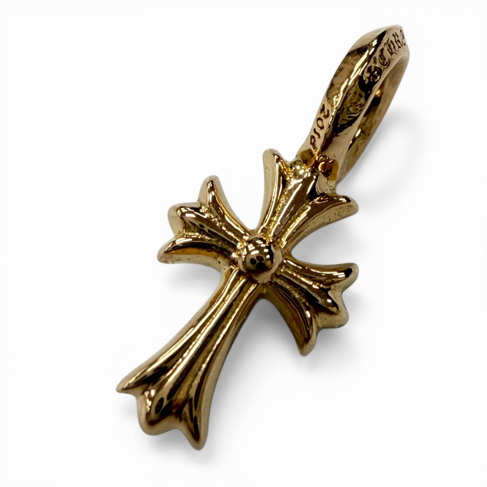 極美品▼CHROME HEARTS クロムハーツ STACK CH CROSS V2 22K CHはりつけ台スタック 引きつける シャンデリヤとっ始め ゴールド 掛け目1.6g 仕切り状 保護すること袋付き添い人 【中古】