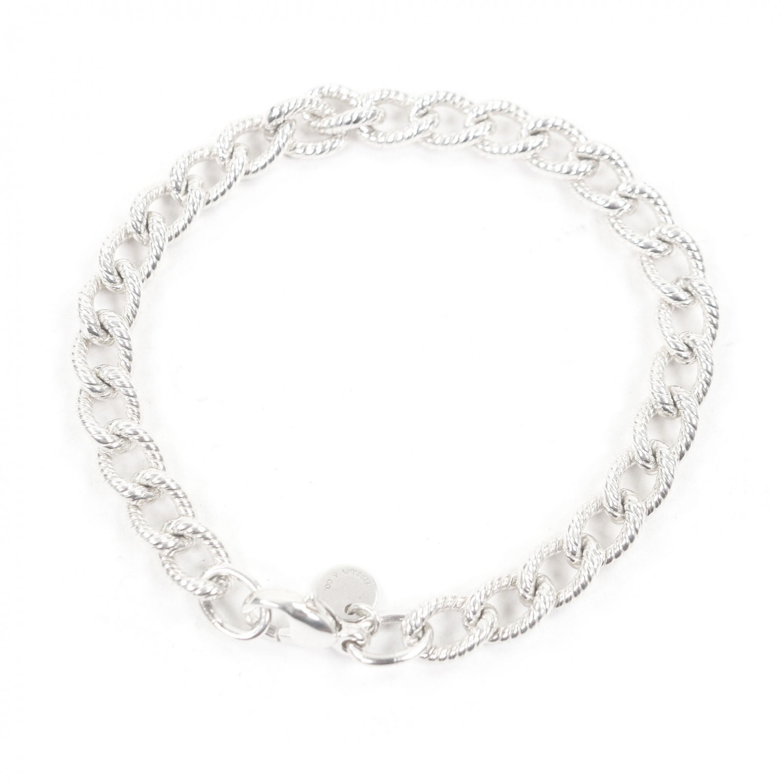 極美品□TIFFANY\u0026Co. ティファニー SV925 捻じれ 縄索 チェーン店 腕輪 添え物 しろがね色 掛け目20.80g メンズ レディース【中古】