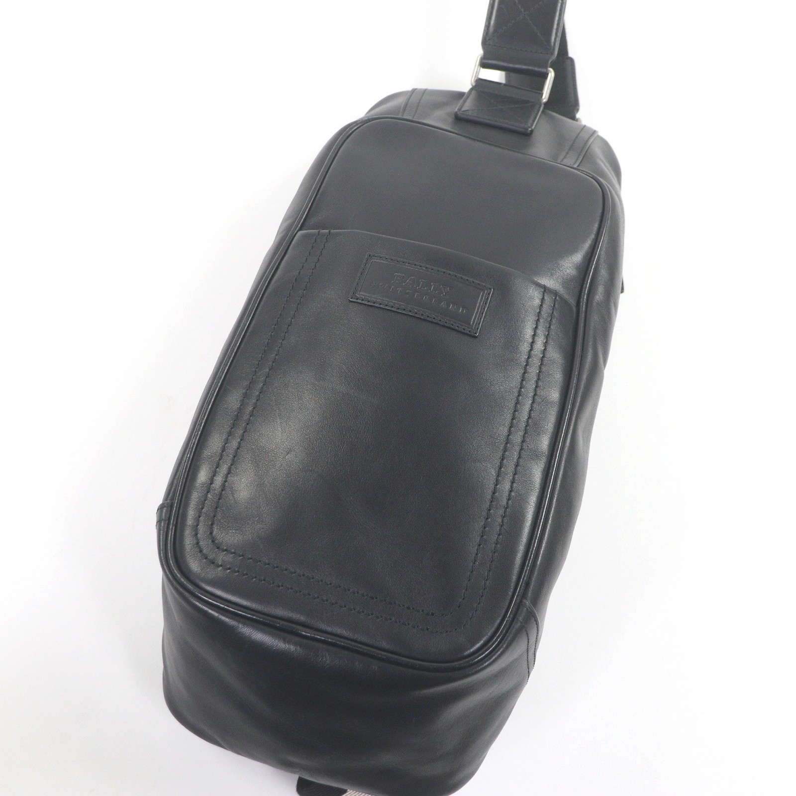 美品□BALLY バリー TABEL-MD なめし革 トレインスポッティング 一ショルダーバッグ 上半身御徒面子 曲がった掛け御徒面子 黒いこと メンズ【中古】