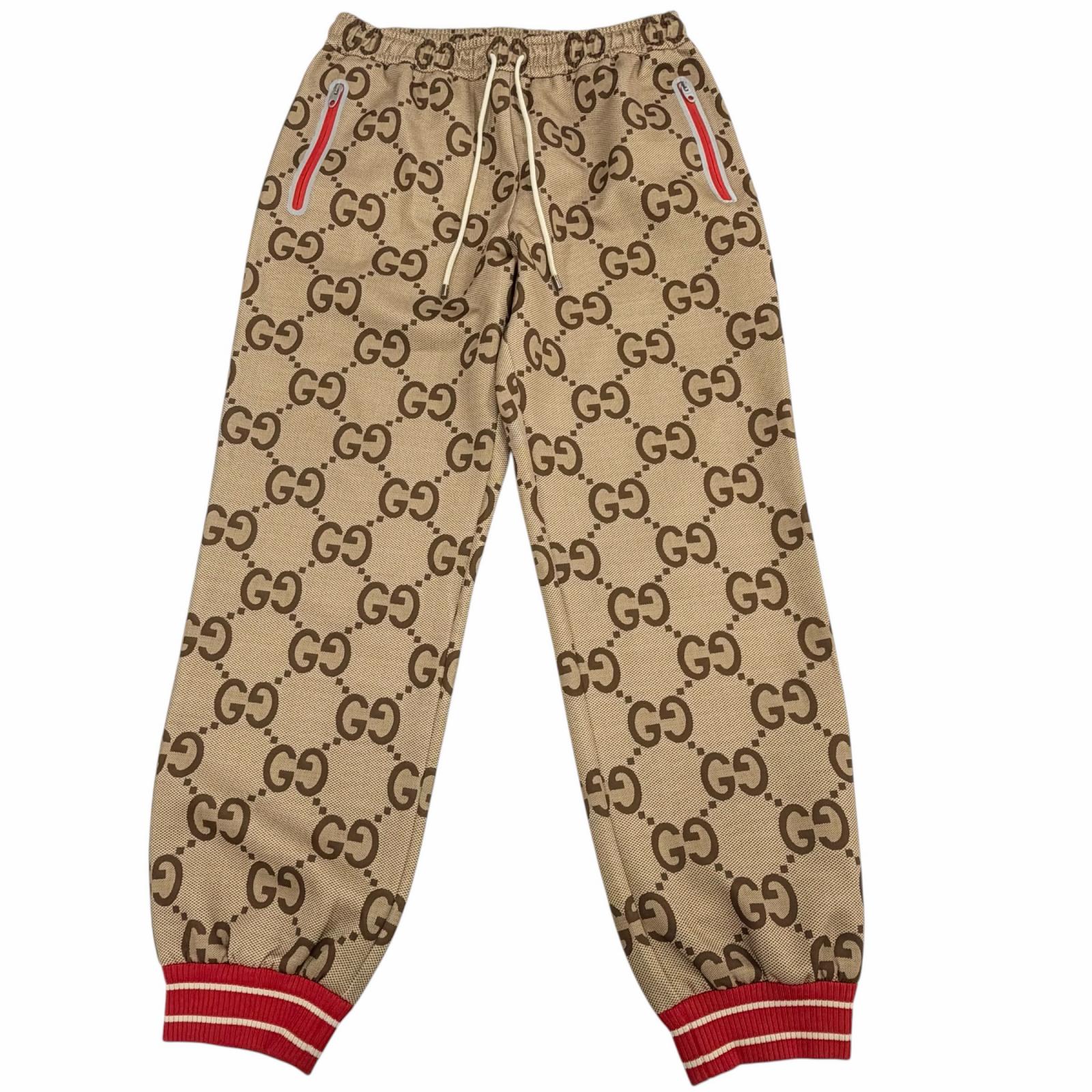 極美品□GUCCI グッチ 676473 100周年記念 ジャンボGG モノグラム トラックパンツ ジョガーパンツ ベージュ L イタリア製 正規品 メンズ【中古】|衣類&ブランドリサイクル GREEN