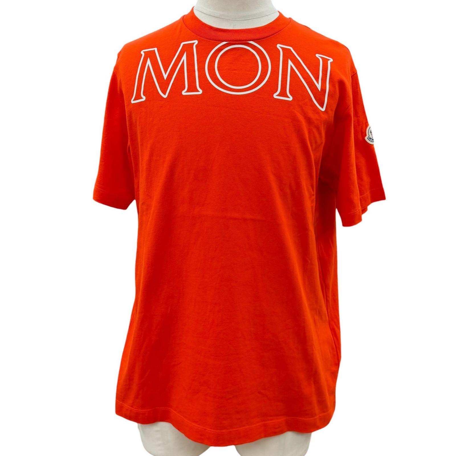 美品▼MONCLER モンクレール 23SS H20938C00022 コットン100% ワッペン付き ロゴプリント クルーネック ショートスリーブ 半袖Ｔシャツ オレンジ M 正規品 メンズ 【中古】｜衣類＆ブランドリサイクル GREEN