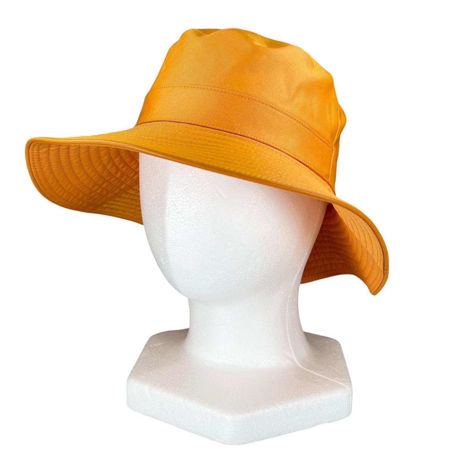 未当てはめる品▲HERMES エルメス Hロゴタイプ刺しゅう なめし革刈り込み 井戸釣瓶かぶり笠 かぶり笠 オレンジ色 56 フランス共和国製 定まり品 レディース【中古】