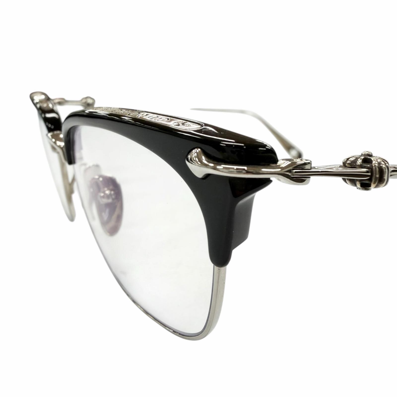美品▼CHROME HEARTS クロムハーツ SLUNTRADICTION 925 CHはりつけ台 殴ること型 眼鏡 メガネ アイウェア 黒いこと しろがね色 総掛け目26.36g メンズ  【中古】