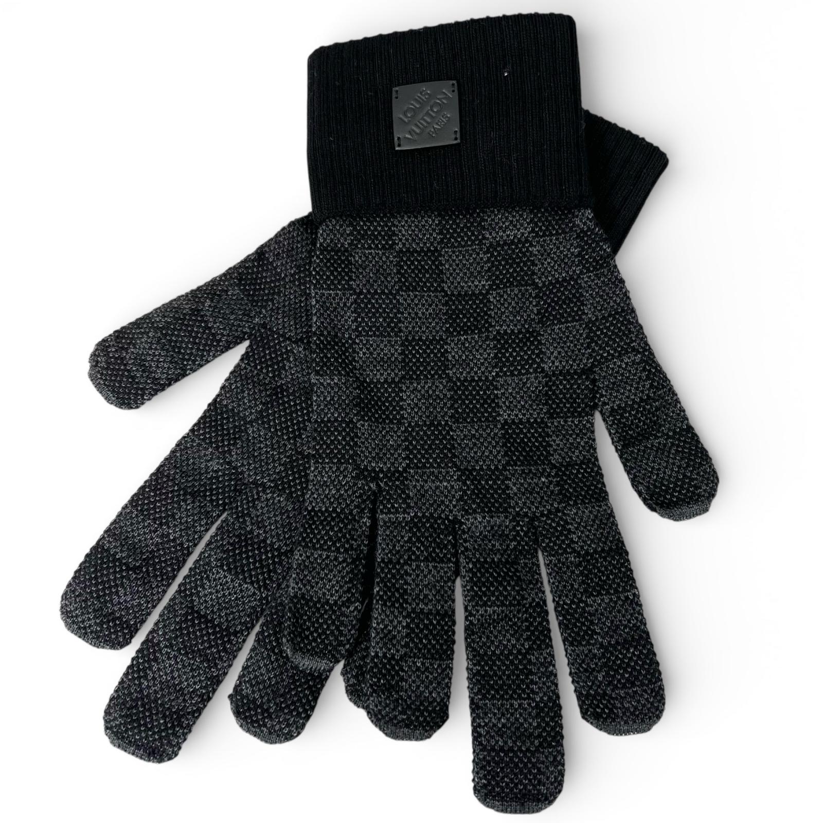 極美品▲LOUIS VUITTON ルイヴィトン 2024年製 M77992 羊毛100% ネオ プティダミエ グローブ 地球儀 黒いこと S 箱付き添い人 イタリア製 定め事品 メンズ【中古】