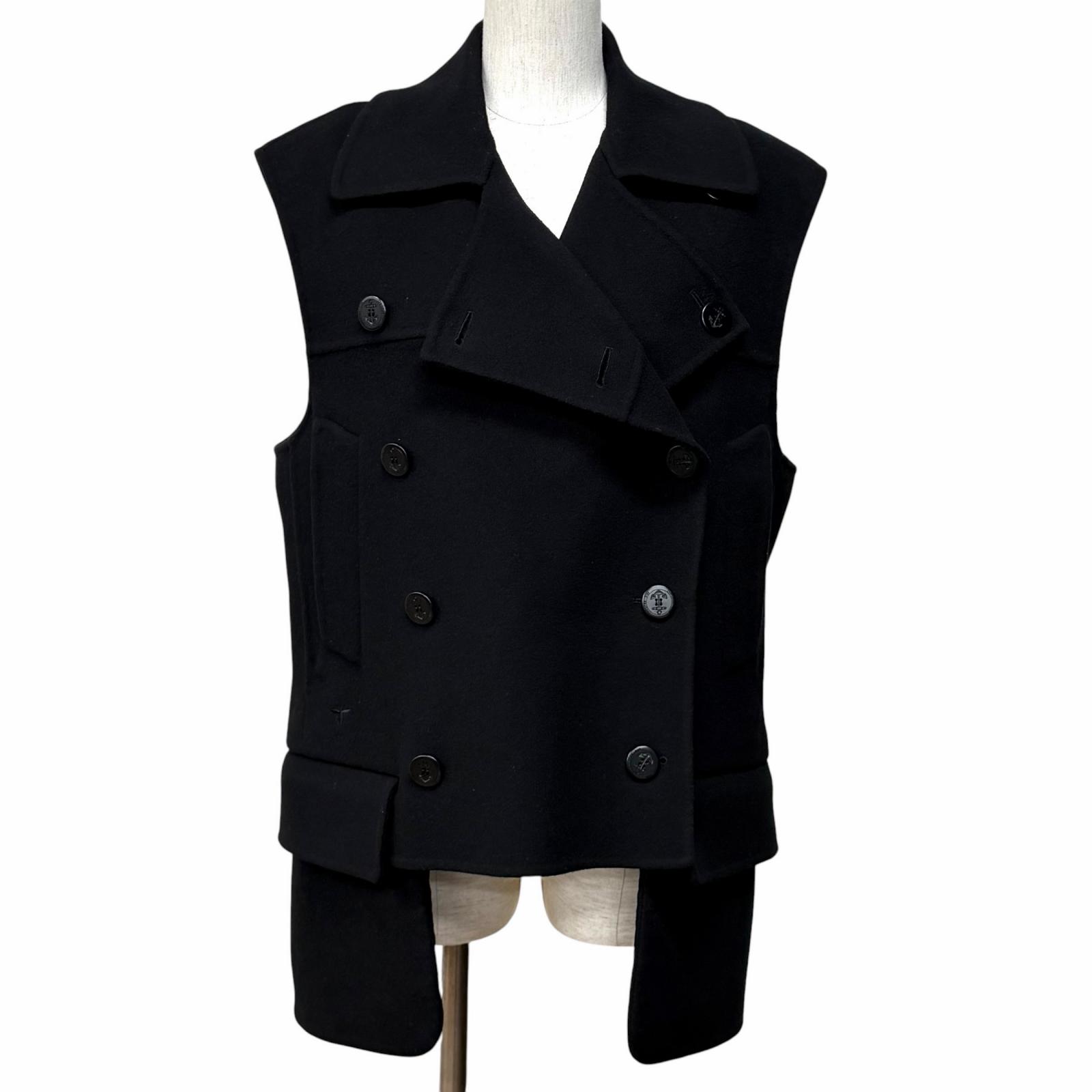 極美品★Christian Dior ディオール 350G18A0060 羊毛 カシミール混 マイクロカナージュ キルティングラインドライブ付 より良い 黒いこと 44 イタリア製 定め事品 レディース 【中古】