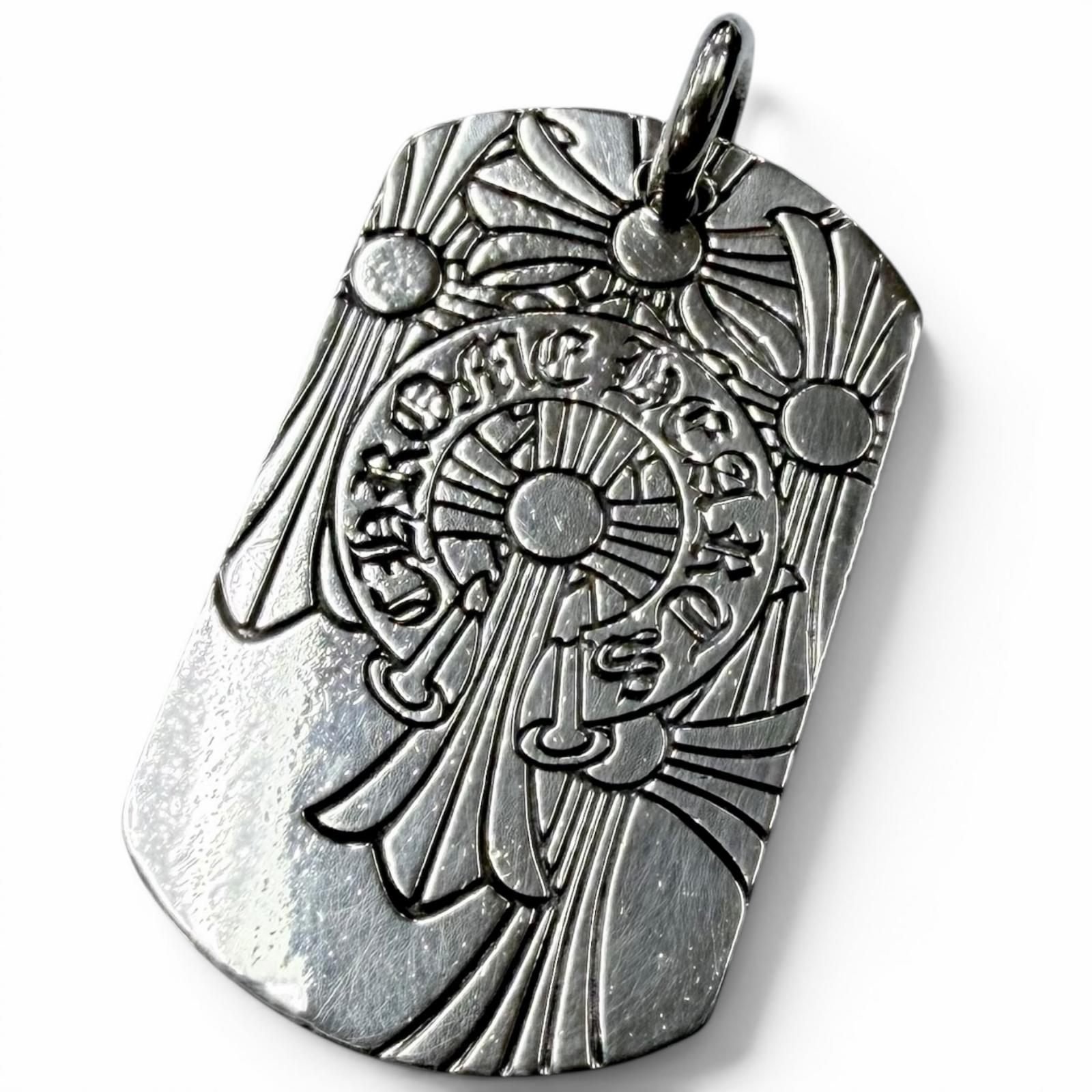 良品□CHROME HEARTS クロムハーツ D TAG LRG GOD BLESS SV925 ラージ ドッグタグ シャンデリヤ ゴッドブレス シャンデリヤいの一番 しろがね色 掛け目22.85g メンズ 【中古】