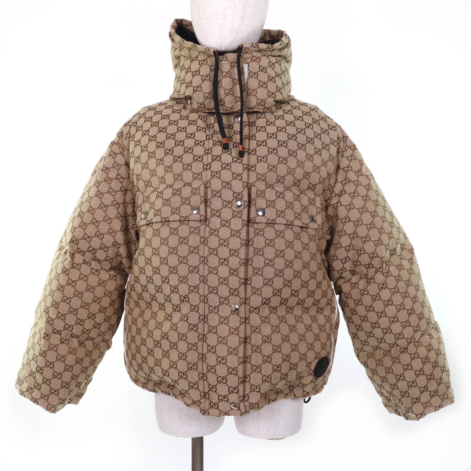 極美品☆GUCCI グッチ 717558 GGなめし革継ぎ切れ GG綿織物帆布 落ち込む上衣 赤銅色系 36 イタリア製 置き目品 レディース 【中古】