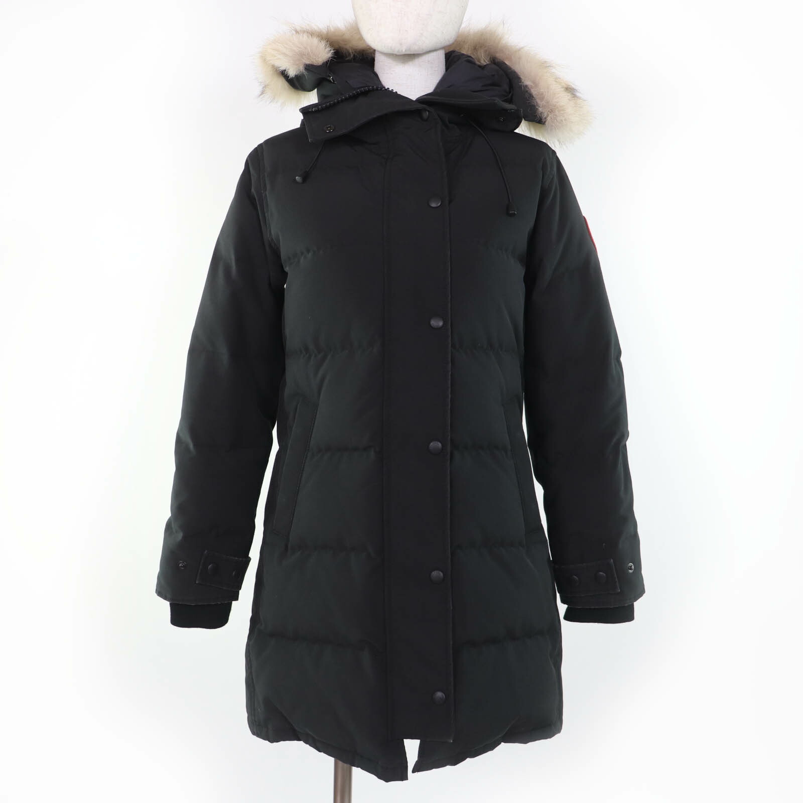 良品☆CANADA GOOSE カナダグース 3802天使の都市 SHELBURNE PARKA シェルバーンパーカ コヨーテファー・フード付 落ち込む厚地の外套 黒いこと S 置き目品 レディース 【中古】