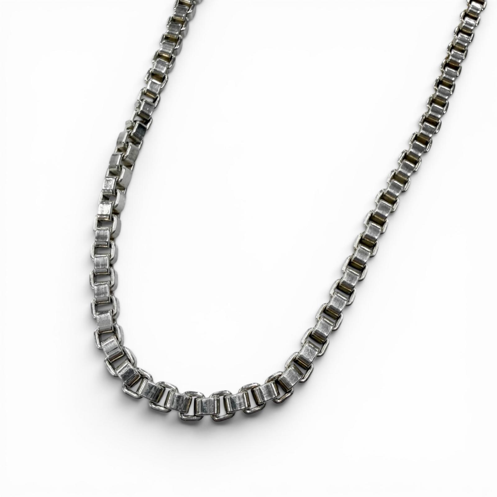 極美品□TIFFANY\u0026Co. ティファニー ベネチアン ロングチェーン店 SV925 添え物 頸飾り しろがね色 掛け目76.2g メンズ レディース【中古】