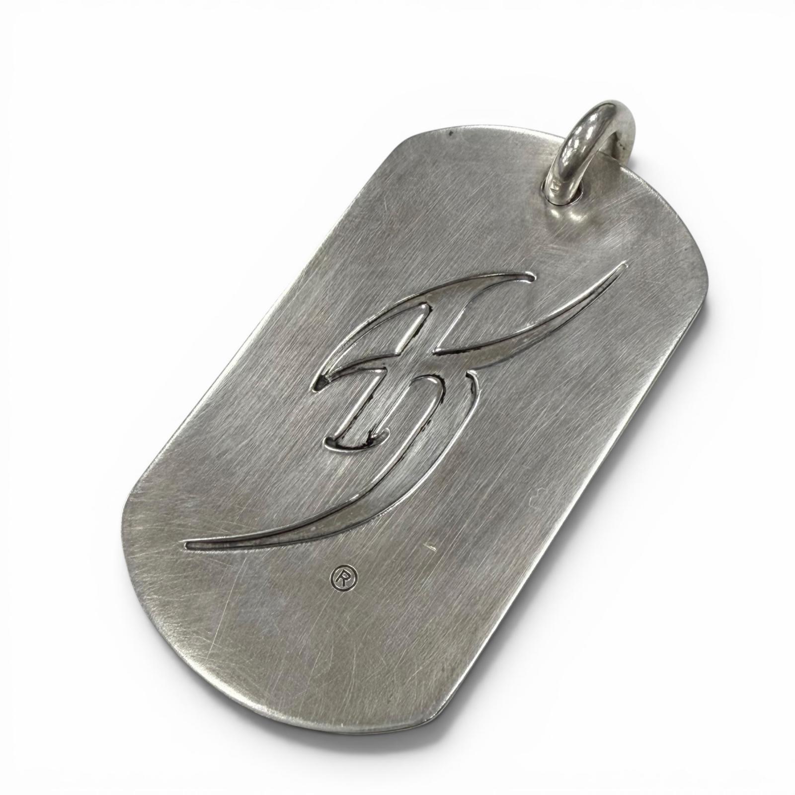 美品▼CHROME HEARTS KYOSUKE HIMURO クロムハーツ 氷室京介 ヴィンテージ ラージ ドッグタグ 925 超滅多に無い D/T LRG シャンデリヤとっ始め しろがね色 掛け目20.8g メンズ 【中古】