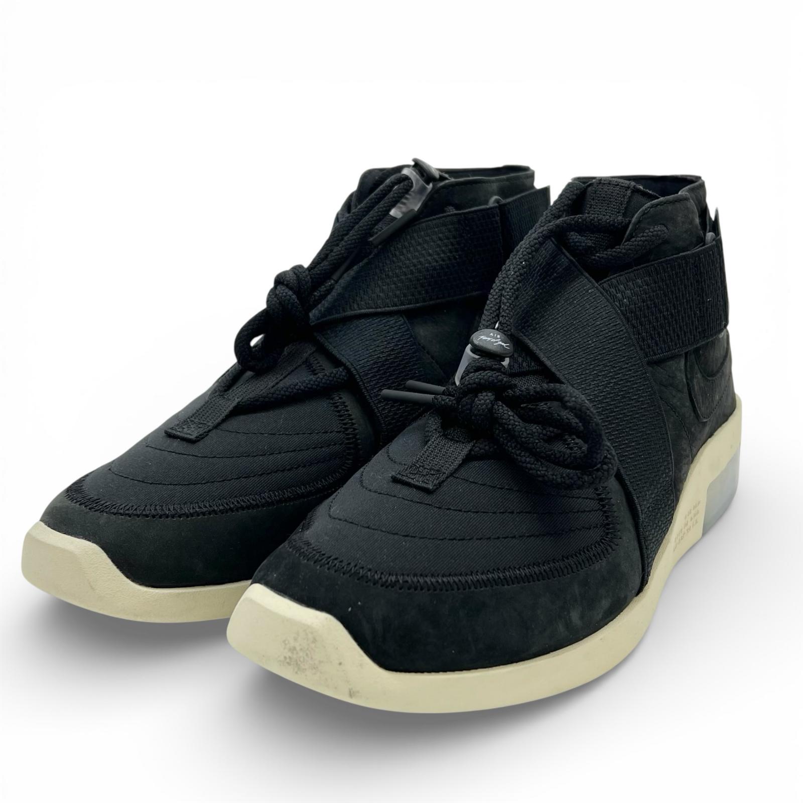 未当て嵌める品▲NIKE ナイキ AT8087-002 NIKE AIR FEAR OF GOD 1 なめし革 ハイカットスニーカー 黒いこと 26.5 箱付き添い人 メンズ 【中古】