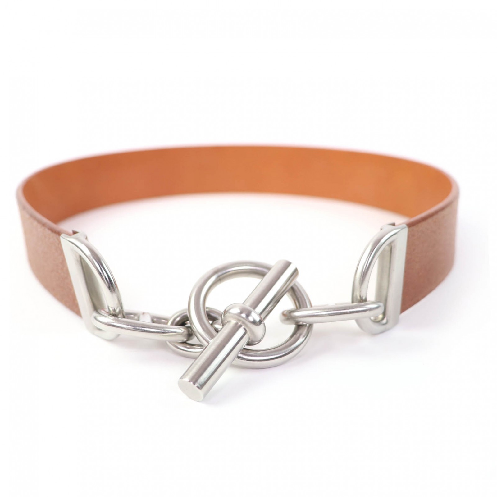 極美品☆HERMES エルメス ヴィンテージ しろがね色金具 マルジェラ期 シェーヌダンクル なめし革 三尺帯 赤銅色 70 □C目じるし フランス共和国製 レディース 箱付き添い人 【中古】