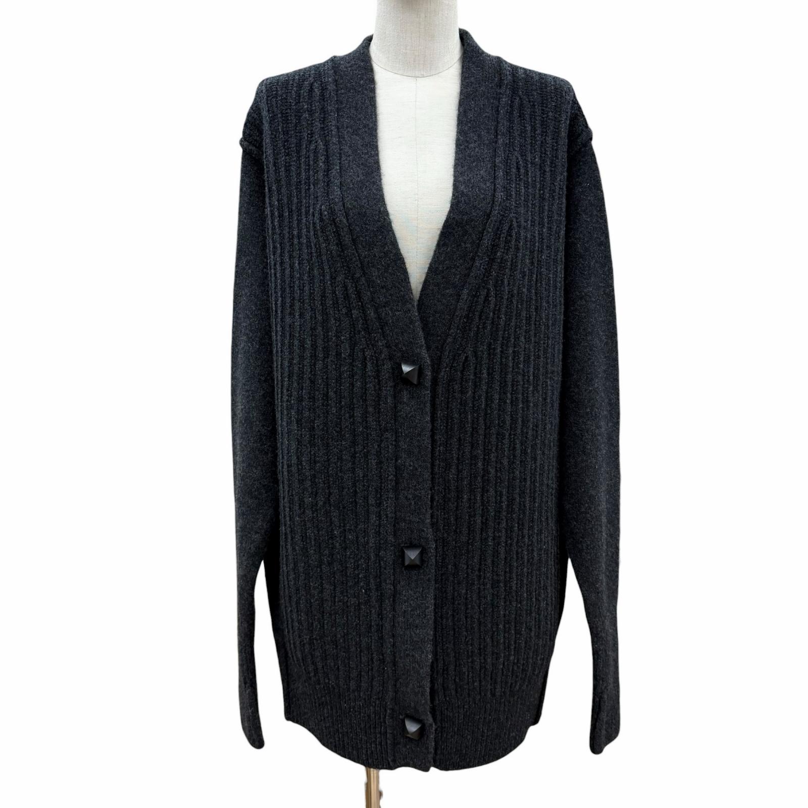 極美品◇HERMES エルメス H5H2723DA Cardigan epais manches longues メドールボタン 羊毛 ロングジレー 薄墨色 36 連合王国製 定め事品 レディース 【中古】
