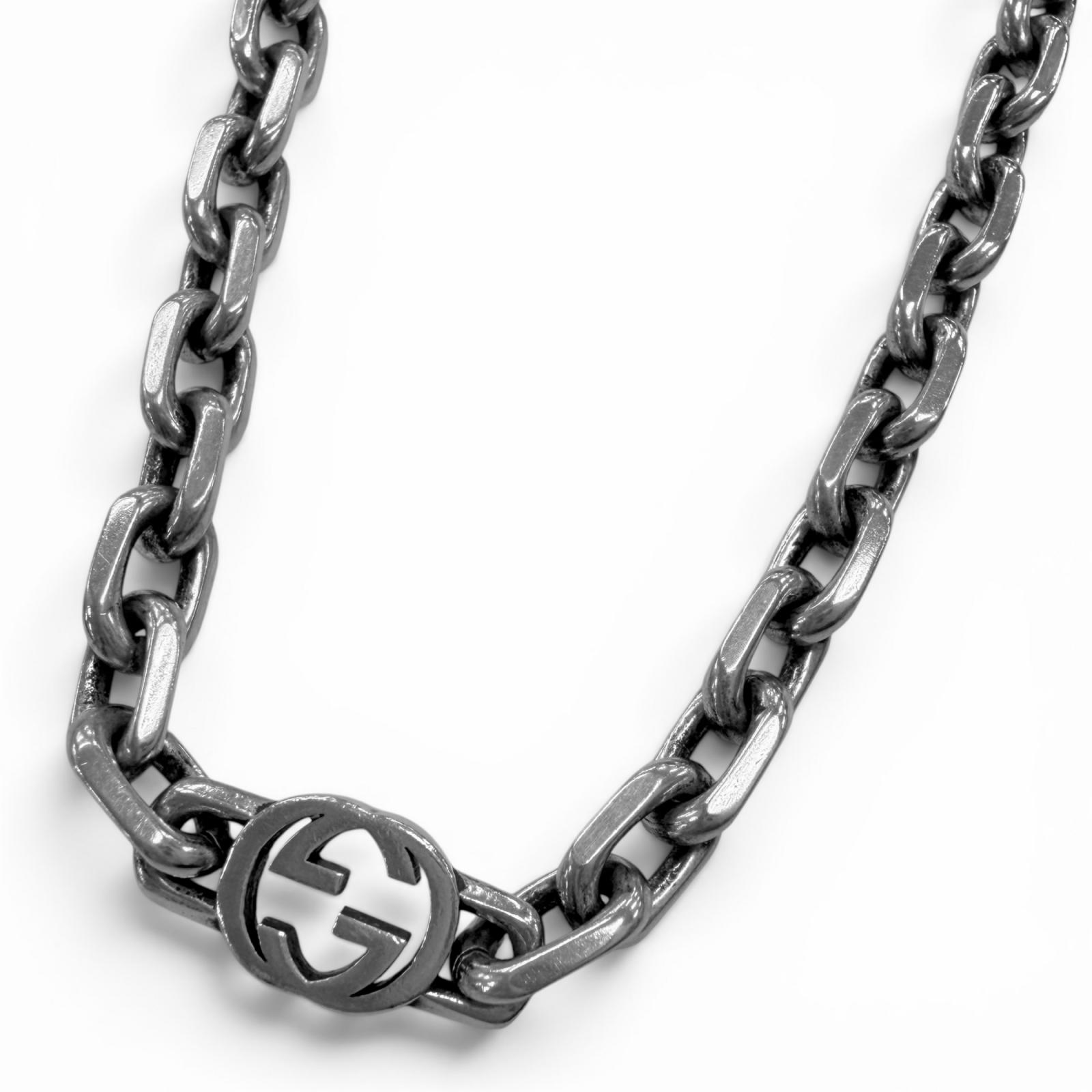 美品□GUCCI グッチ 616941 AG925 インターロッキングG チェーン店首飾り 付属物 しろがね色 イタリア製 掛け目57.3g メンズ 箱・保護すること袋付き添い人 【中古】