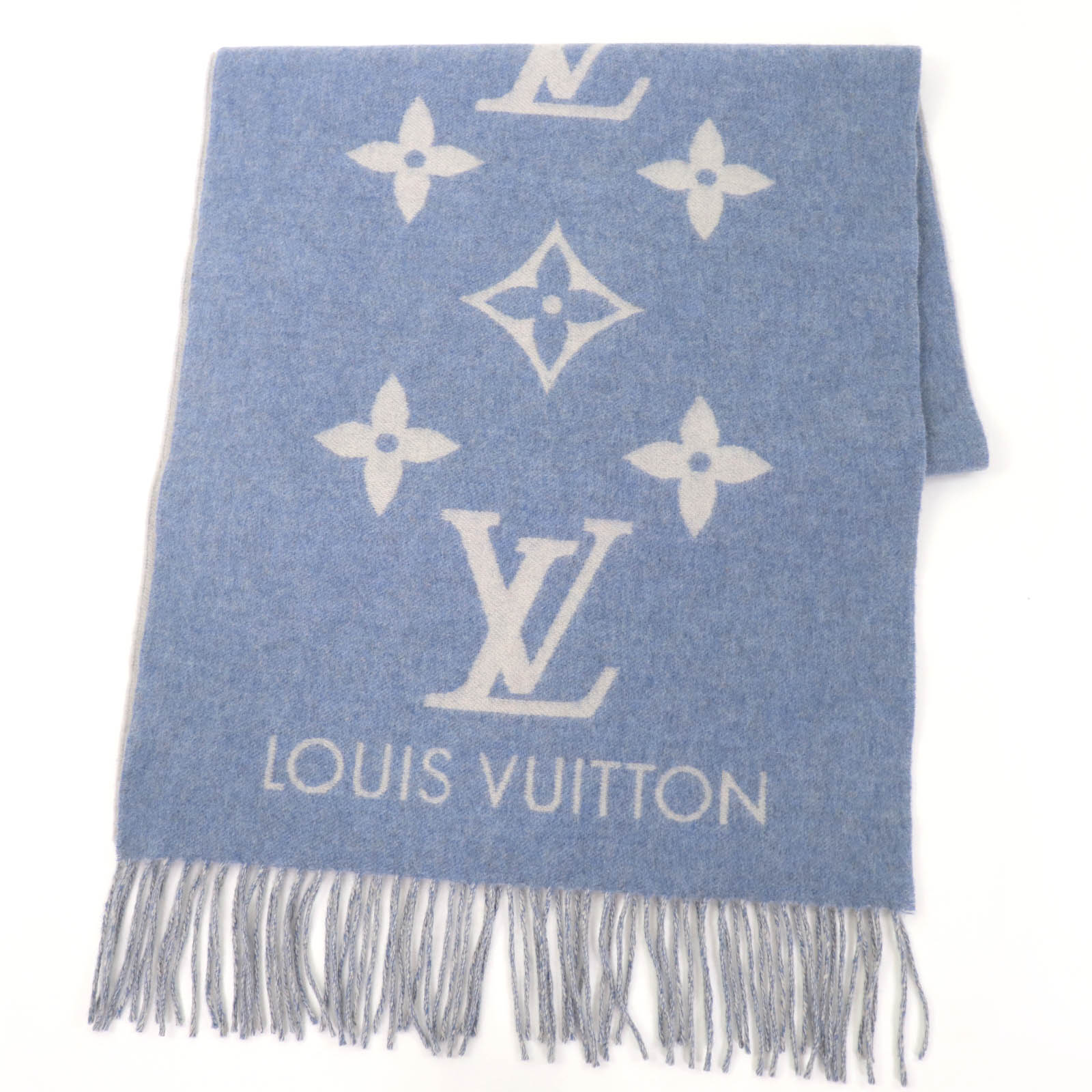 極美品☆LOUIS VUITTON ルイヴィトン M75704  エシャルプ・レイキャビック カシミール100％ モノグラム えり巻き 点火装置青碧 連合王国製 定め事品 レディース 【中古】