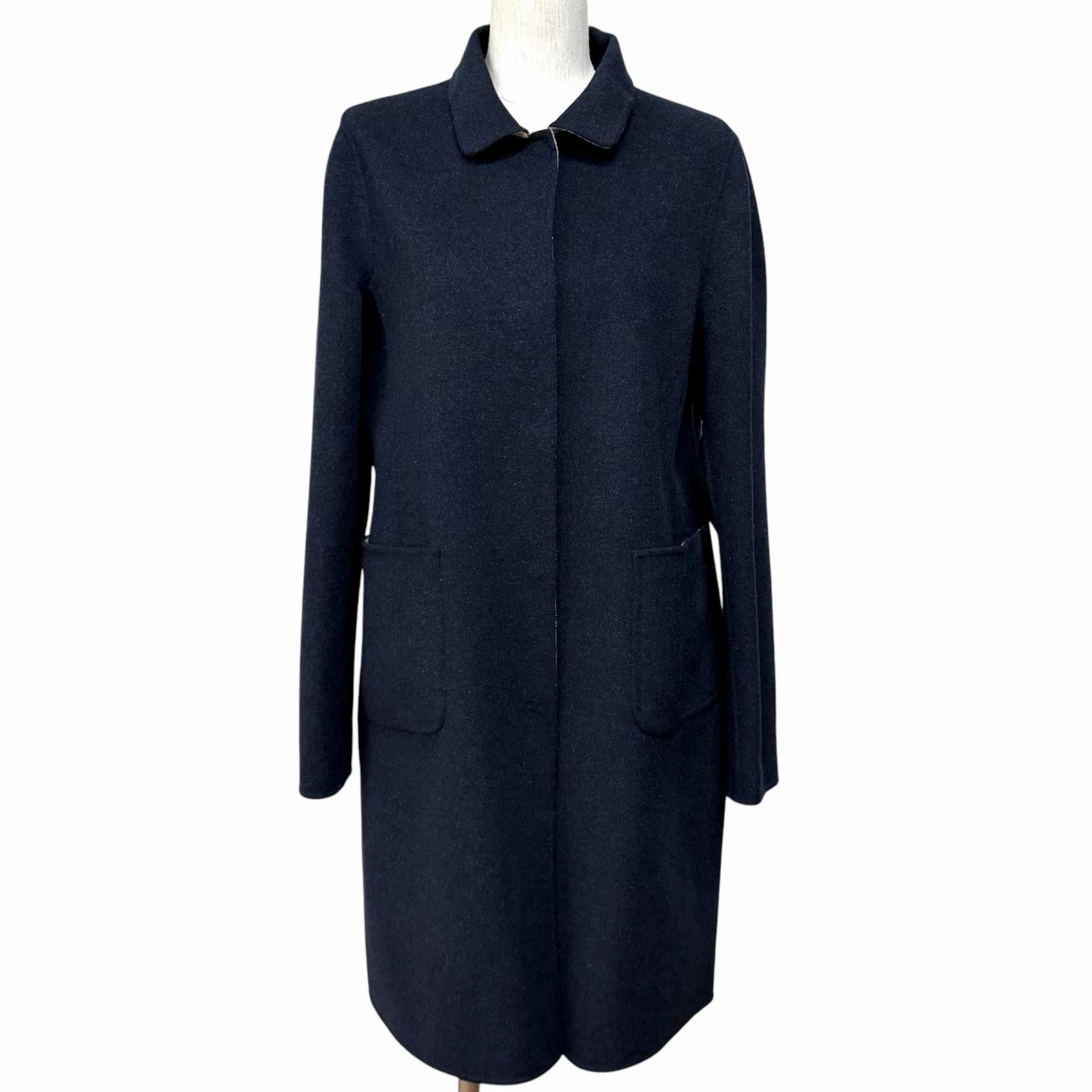 極美品★WEEKEND MaxMara ウィークエンドマックスマーラ 50860279 リヴァーシブル 無地 羊毛厚地の外套 米国海軍 ベージュ 44 置き目品 レディース 【中古】