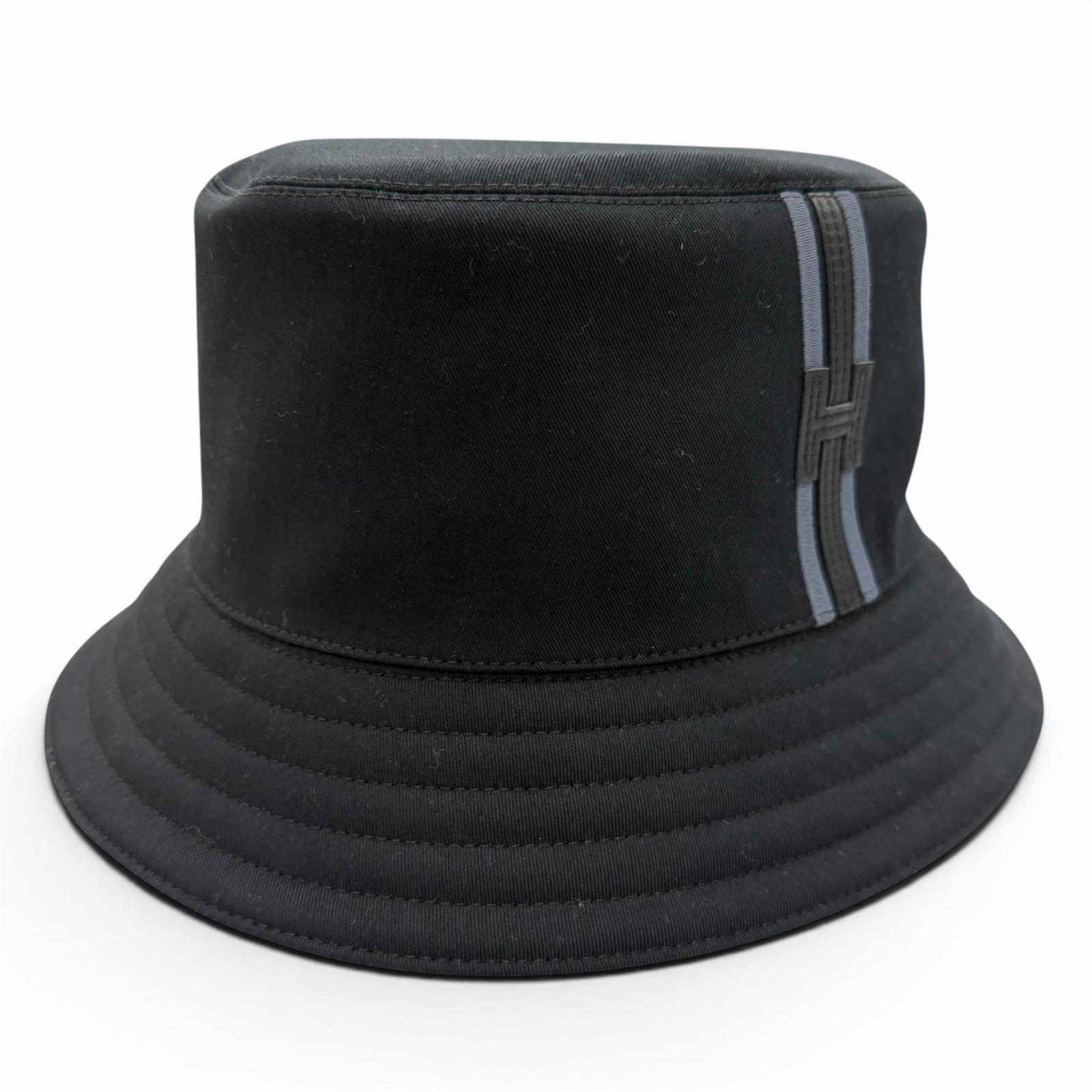未使用品▼HERMES エルメス コットン100% フレッド Hストライプ 帽子 バケット ハット ダークネイビー 59 フランス製 メンズ 箱・保存袋付き 【中古】|衣類&ブランドリサイクル GREEN