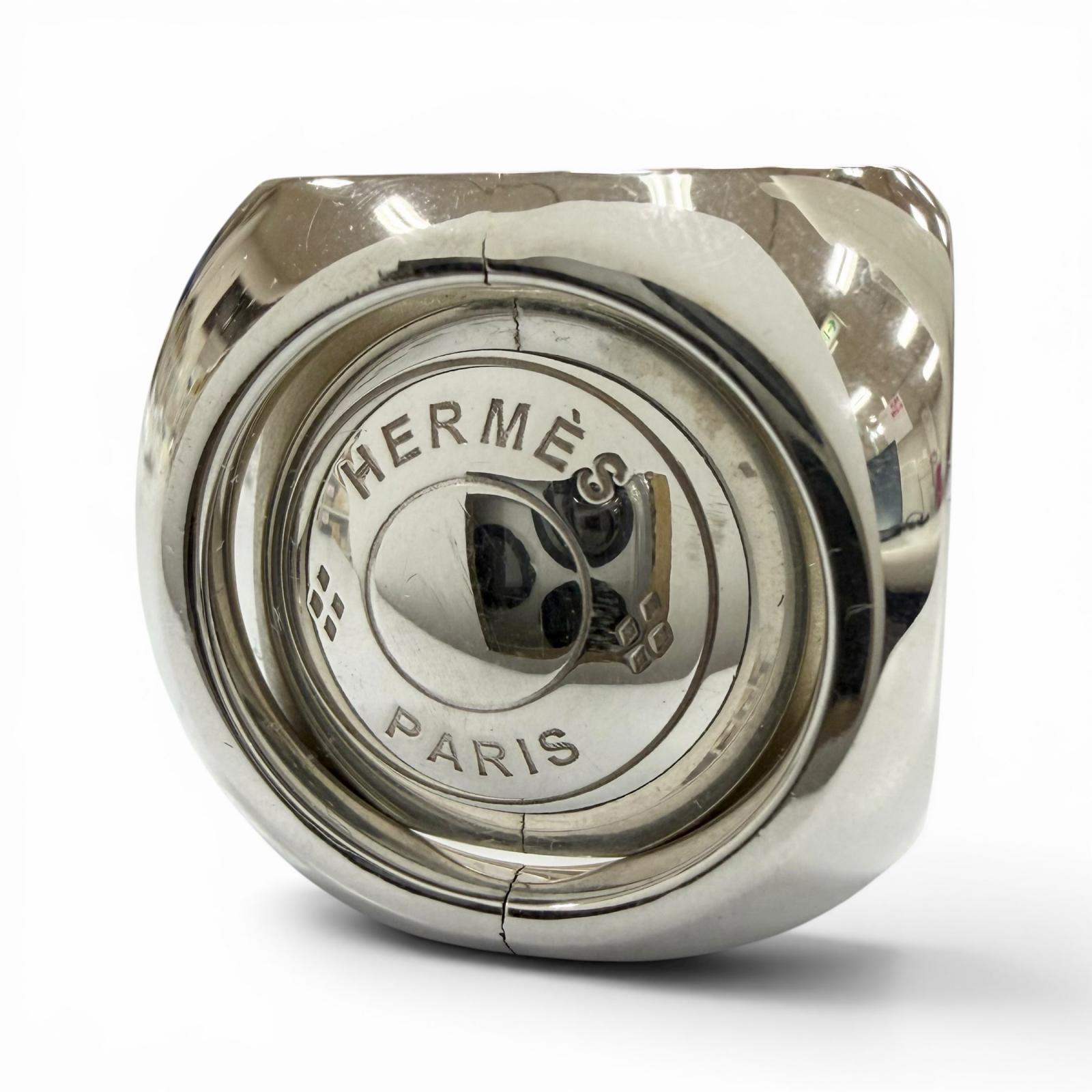 美品▼HERMES エルメス ヴィンテージ エクストラワイド セリエ AG925 輪っか 指環 しろがね色 49.50.51(JP10.11.12号) メンズ レディース 添え物【中古】