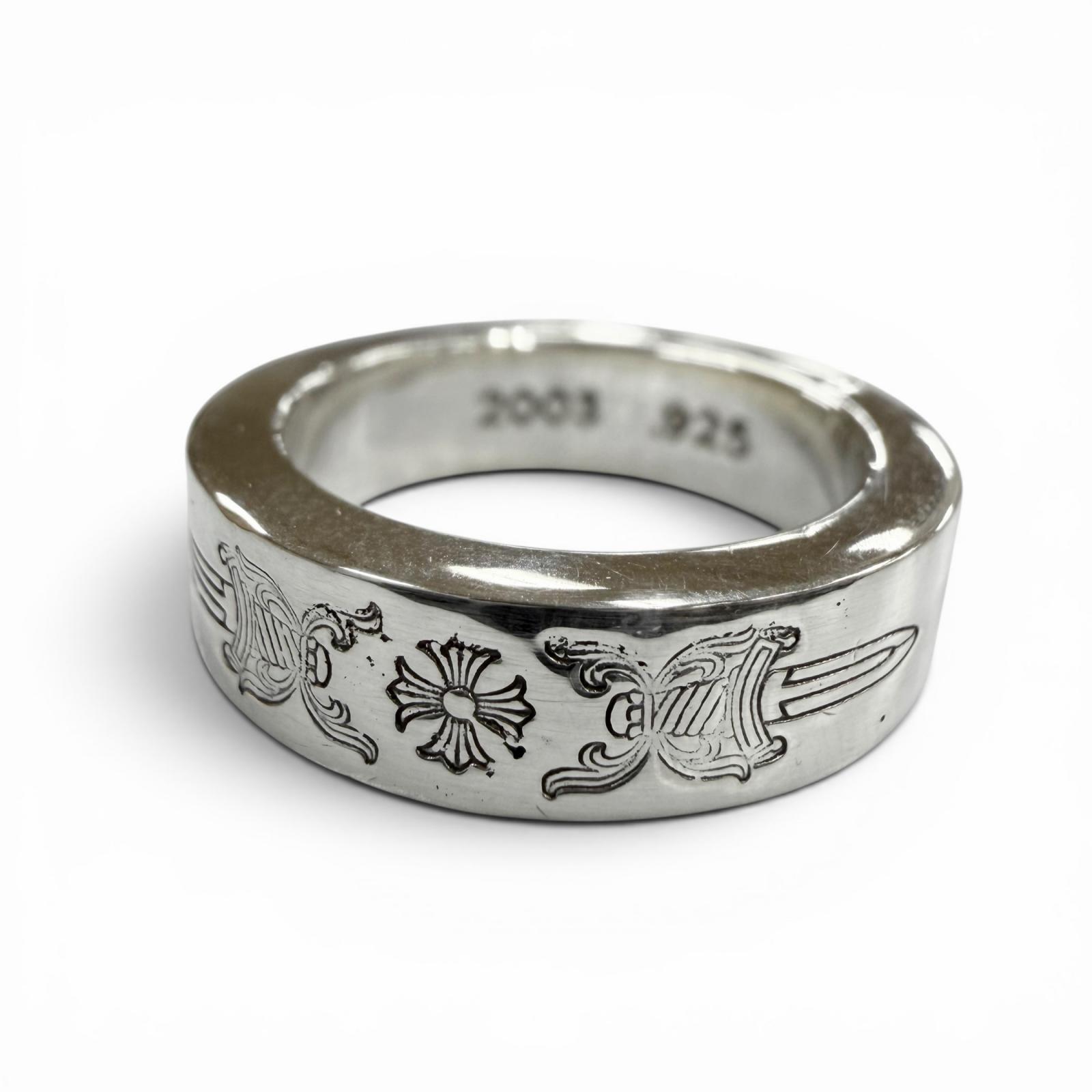 美品▼CHROME HEARTS クロムハーツ SPACER DAGGER 6粍 スペーサー ダガー 925 6粍 輪っか 指環 しろがね色 JP14号 掛け目10.15g メンズ【中古】