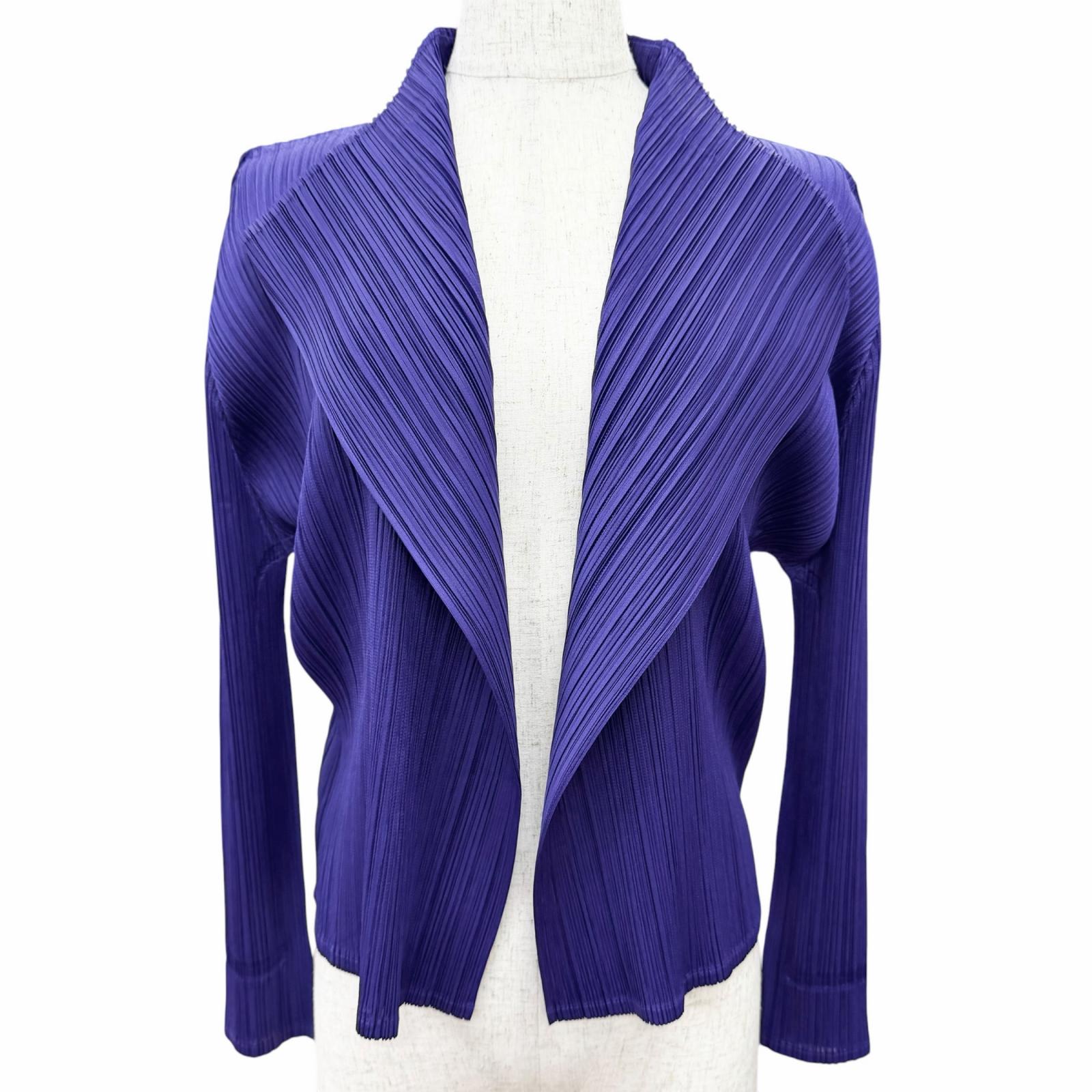 極美品△PLEATS PLEASE 筋目プリーズ イッセイミヤケ 21SS PP11-JO123 名取り草受け答え 長袖 ジレー パープル 3 日本製 置き目品 レディース オススメ◎ 【中古】