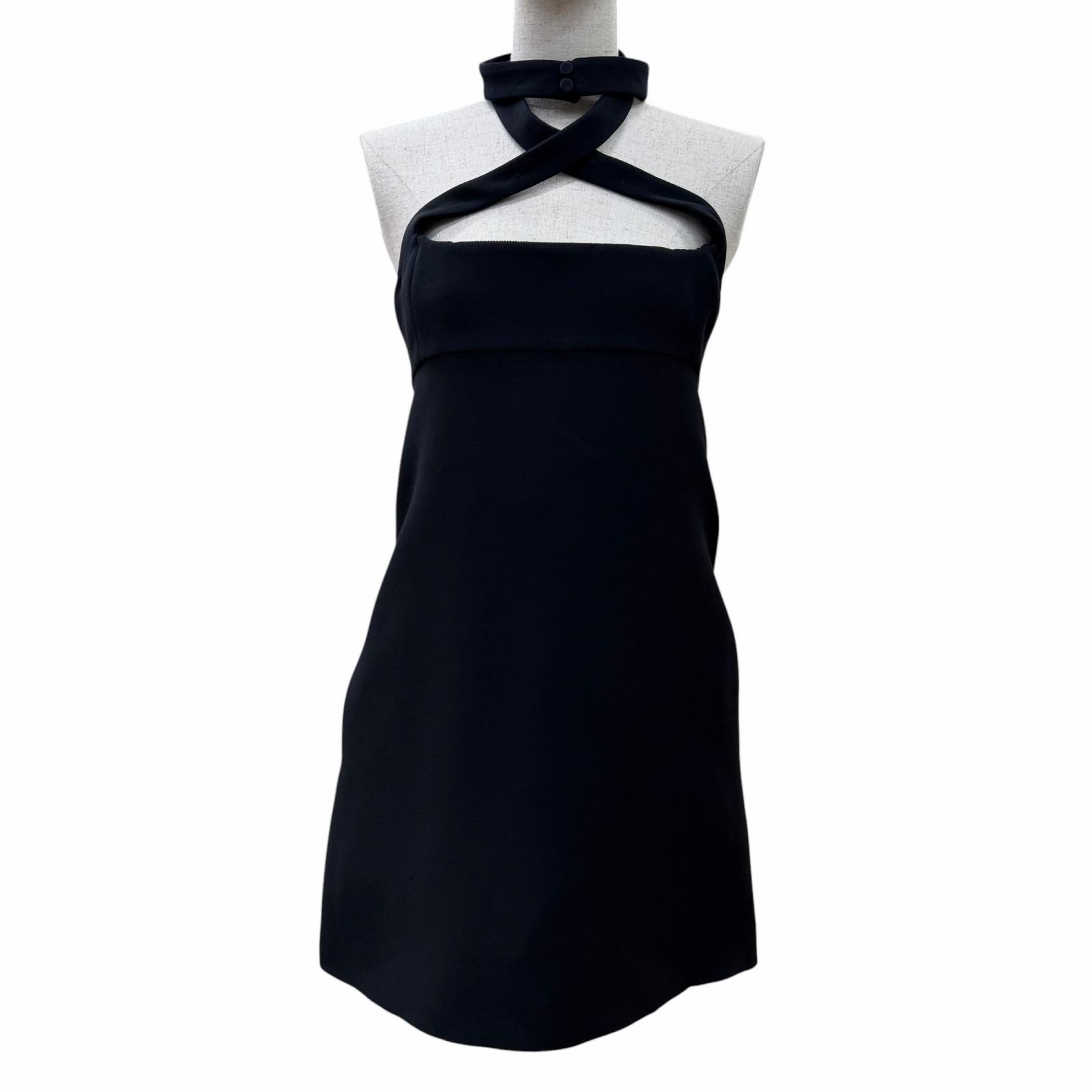 美品☆Christian Dior ディオール 221R39A1166 羊毛 シルクブレンドホルターネック ミニ御召しもの 衣裳 黒いこと 38 イタリア製 定まり品 レディース  【中古】