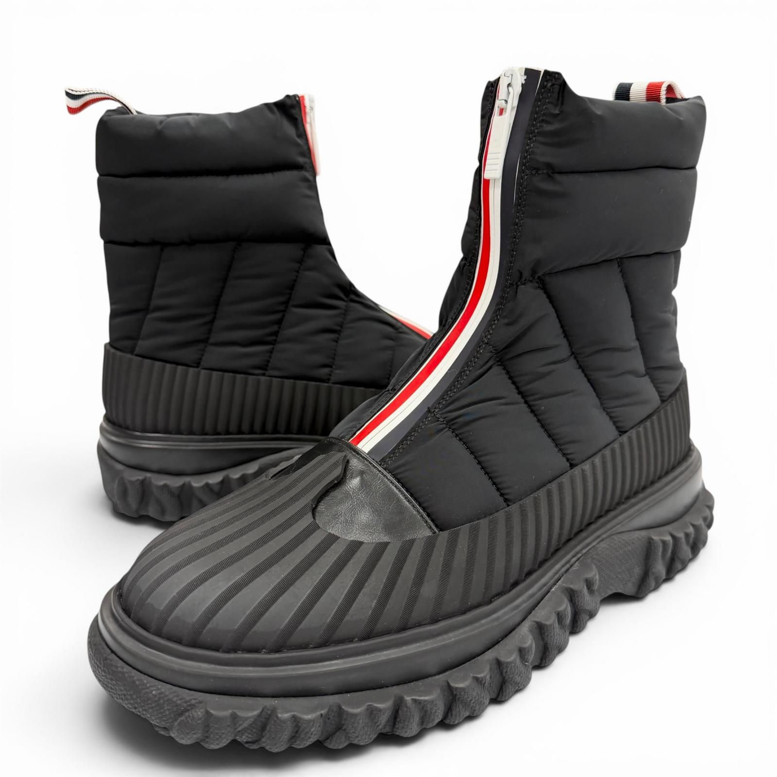 未使用品▼THOM BROWNE トムブラウン MFB209A QUIL TED ZIP UP DUCK BOOT ナイロン レザー ジップアップ ショートブーツ ブラック US6/EU39 イタリア製 メンズ 箱・保存袋付き 【中古】｜衣類＆ブランドリサイクル GREEN