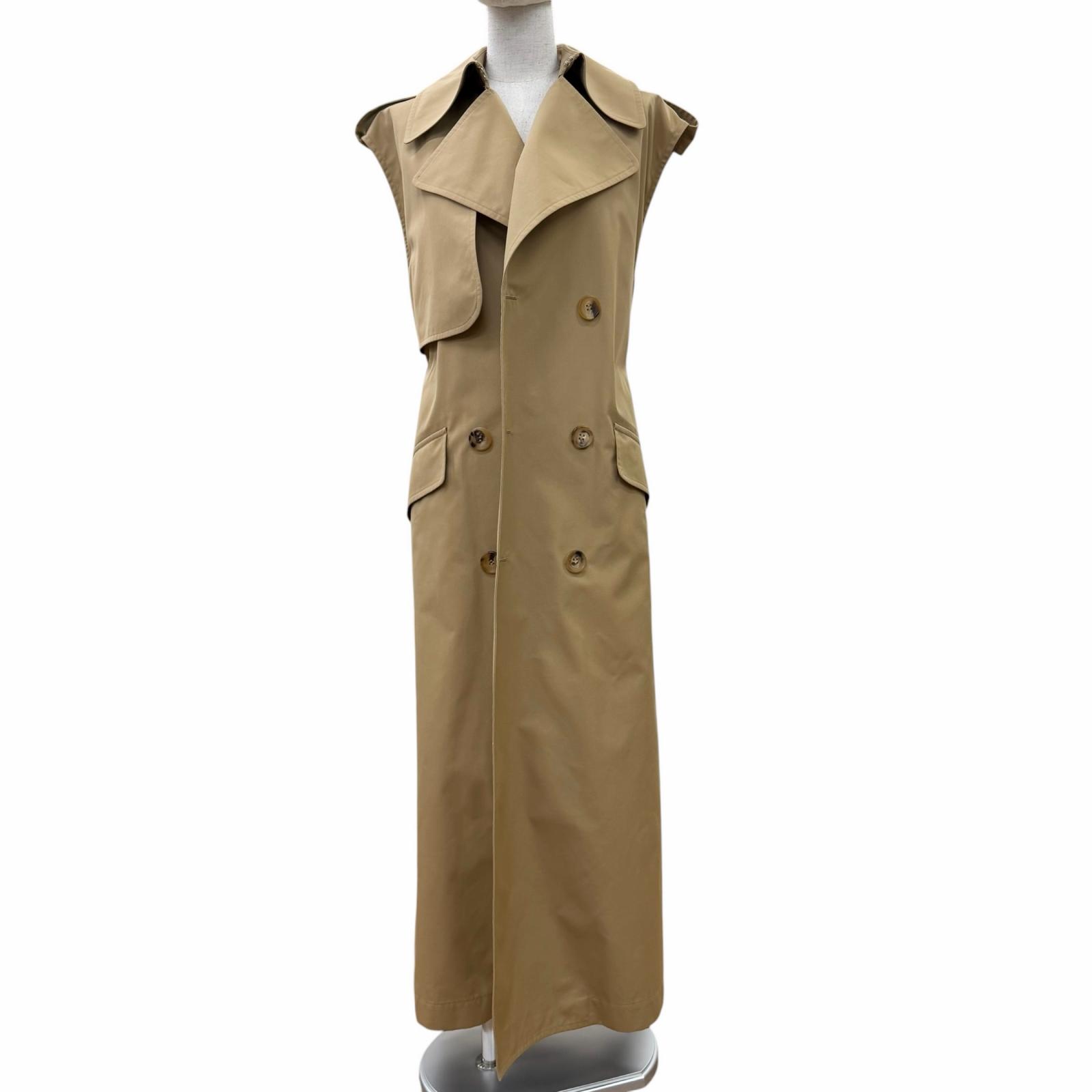 極美品☆COMME des GARCONS JUNYA WATANABE MAN コムデギャルソンジュンヤワタナベマン 2023年製 JM-O019 綿織物 ノースリーブ 青写真 厚地の外套 ベージュ S 日本製 置き目品 レディース 【中古】