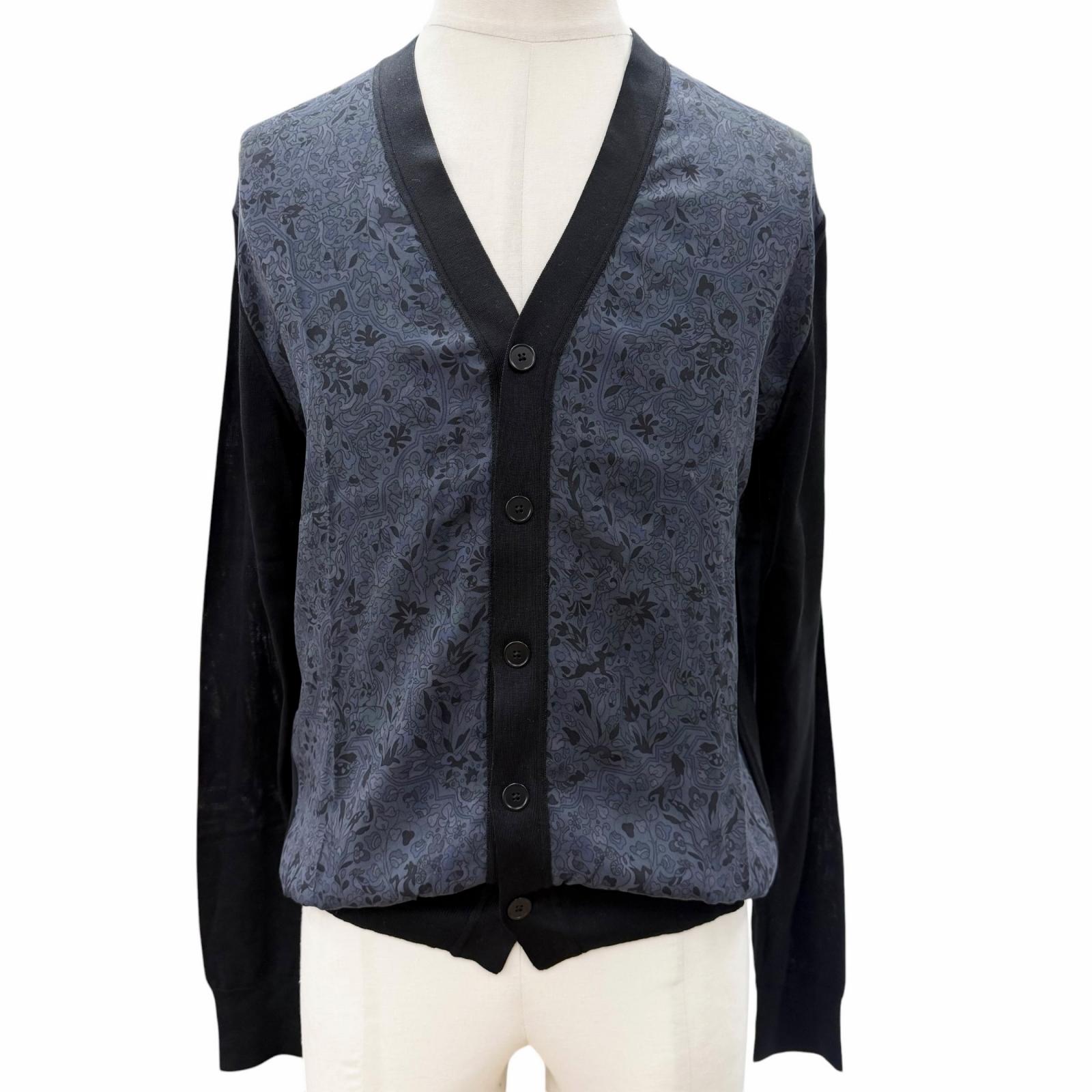 美品▼HERMES エルメス 地絹100% V素っ首 うつり変わりひな型 ハイゲージニット ジレー 黒いこと 米国海軍 M イタリア製 メンズ 【中古】