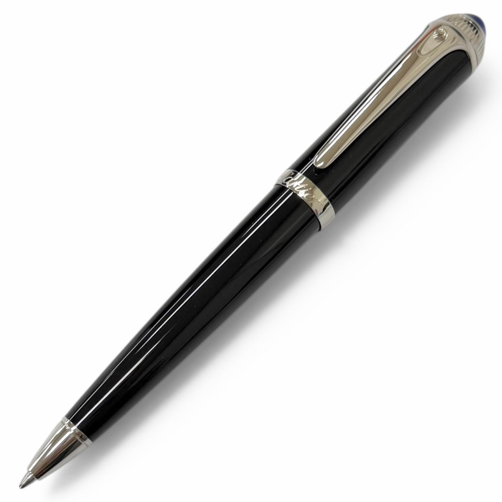極美品□Cartier カルティエ 読み込むはやりっ児 ドゥ カルティエ ブルージェムストーン 捻じれ式 ボールペン 黒いこと しろがね色 フランス共和国製 メンズ 書きあらわす突きとめる済み 【中古】
