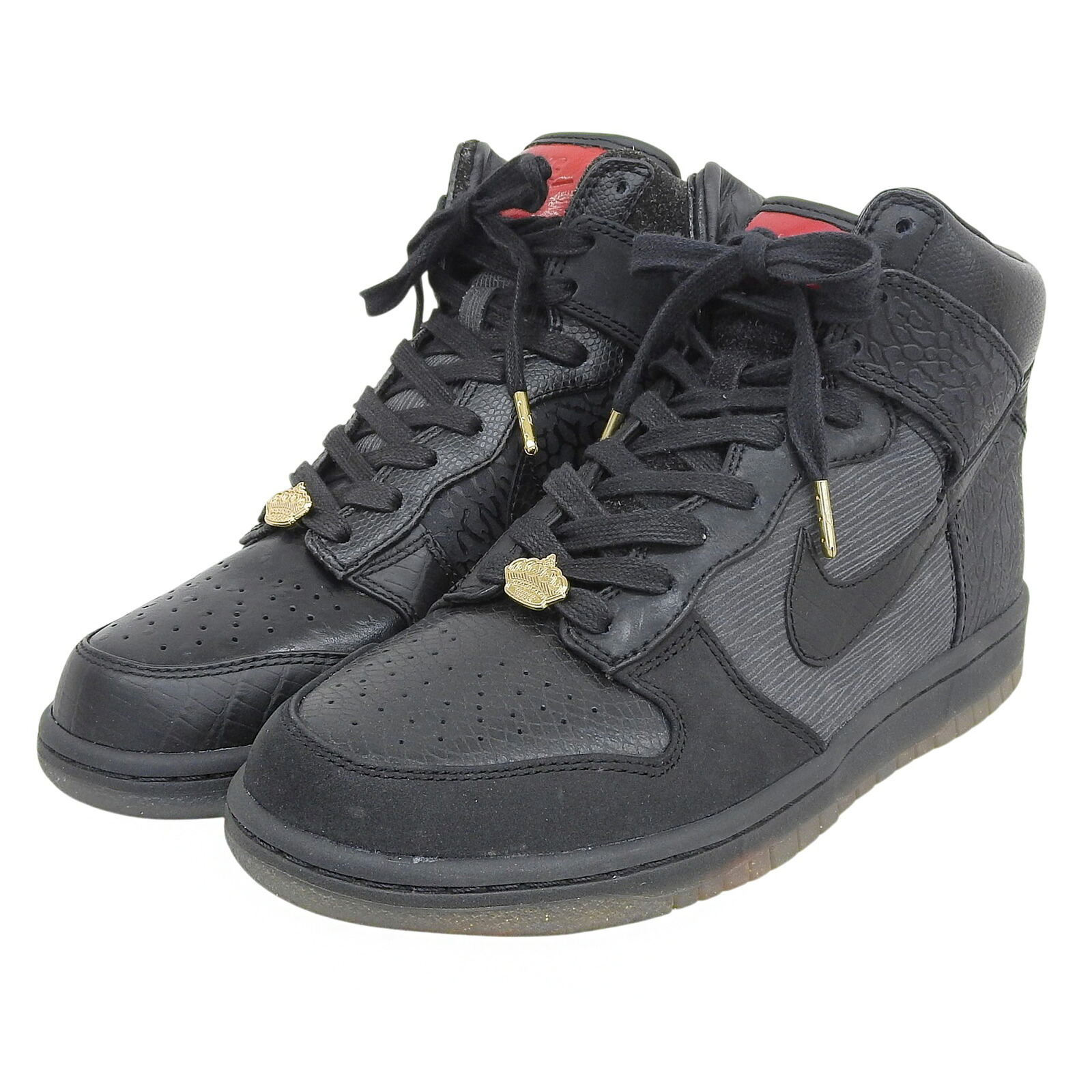 未当て嵌める品▲NIKE ナイキ 503766-001 DUNK HIGH PREMIUM QS マイティ ジャケット冠創業20周年不死化青写真 なめし革 スニーカー 黒いこと 26糎 メンズ 【中古】