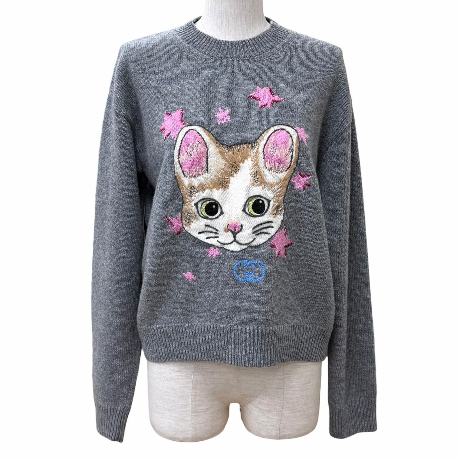 未当て嵌める品★GUCCI グッチ 25AW 864156 ヒグチユウコ 羊毛100％ 日本押さえる 鈴木えみ着付ける プルオーバー 薄墨色 S イタリア製 定め事品 レディース  【中古】