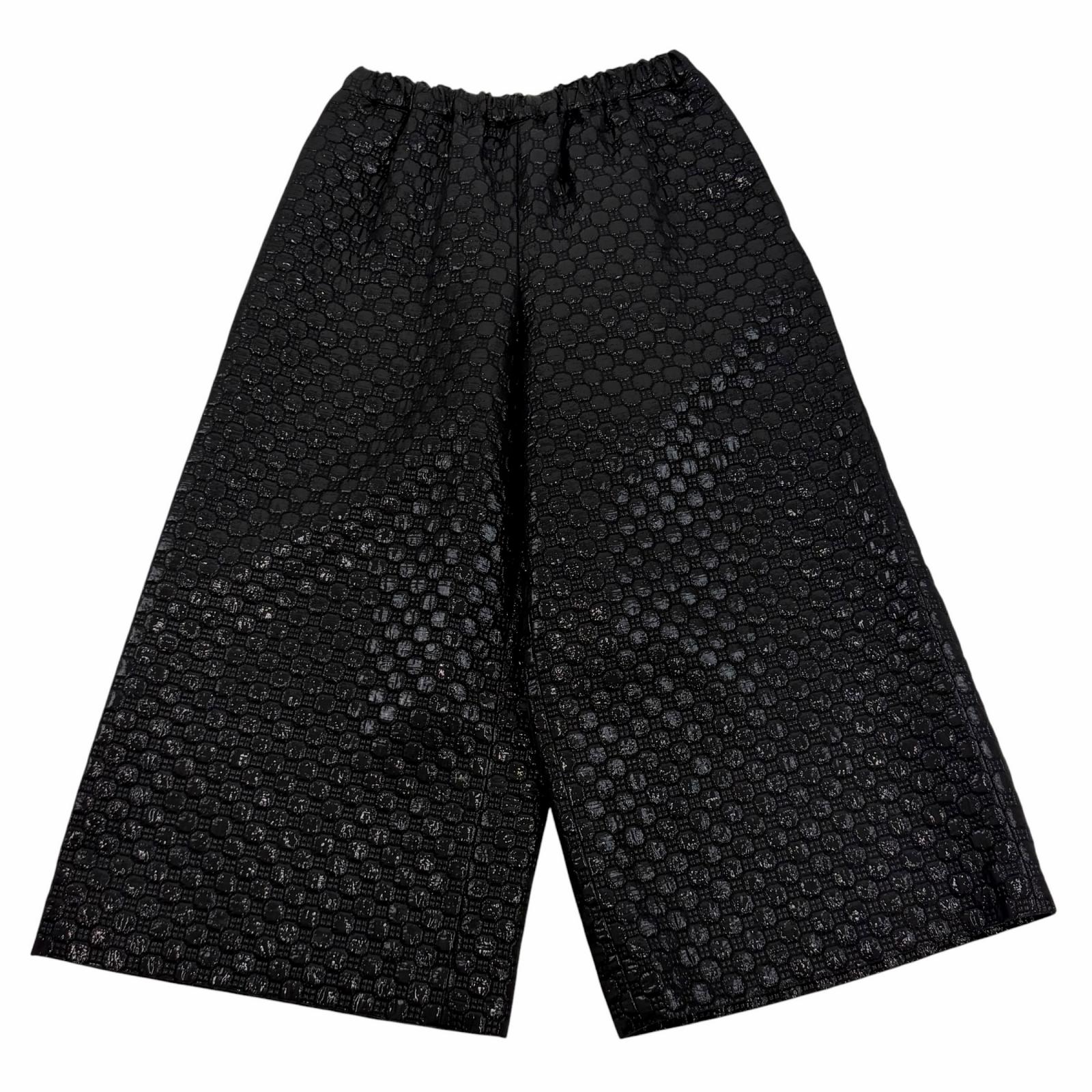 未当て嵌める品★COMME des GARCONS コムデ給仕 25SS GO-P026 羊毛混 ラメ 総柄 ハニカム ガウチョパンツ 黒いこと M 日本製 置き目品 レディース  【中古】